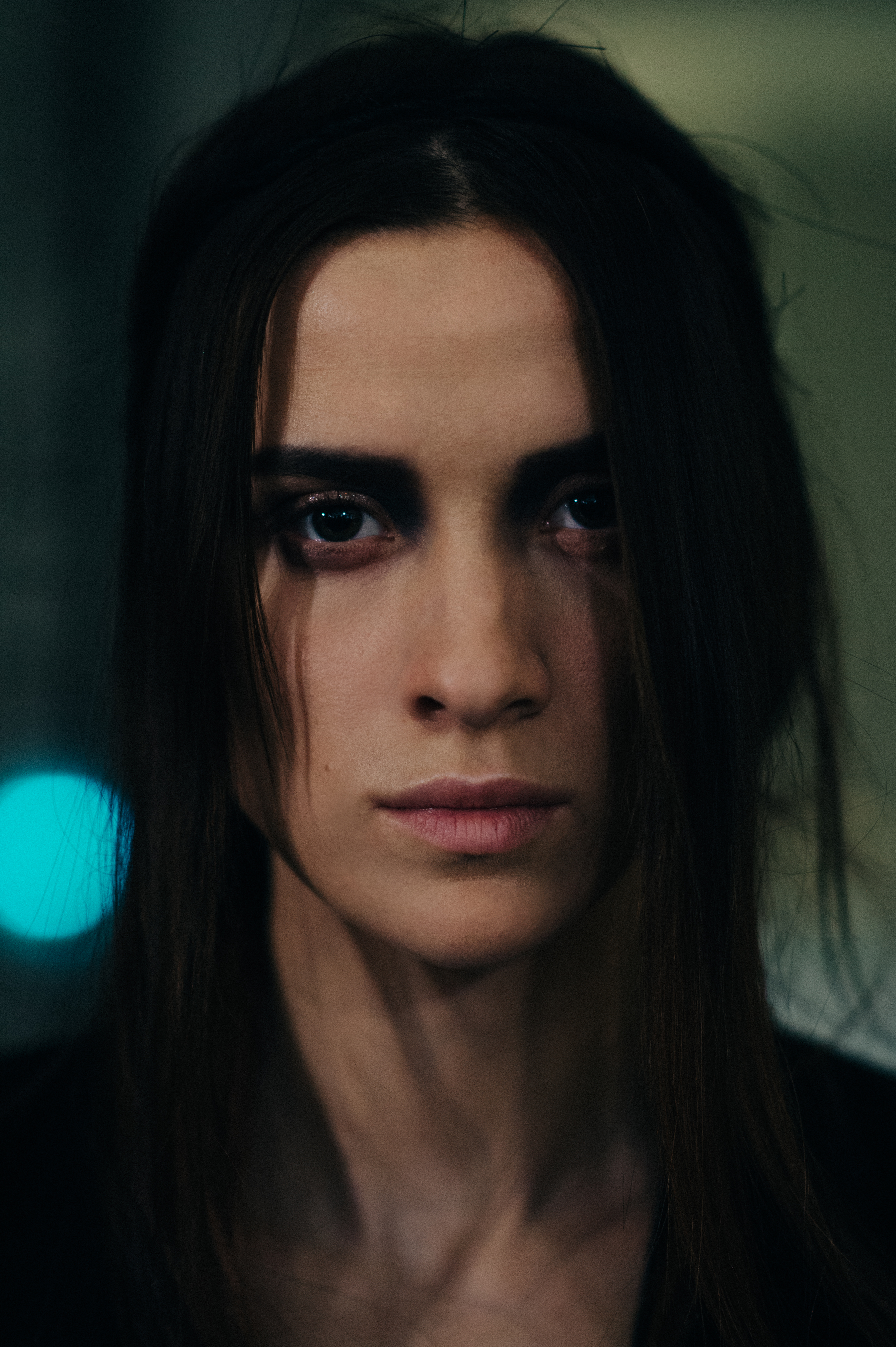 Portrait of model with loosely parted hair
