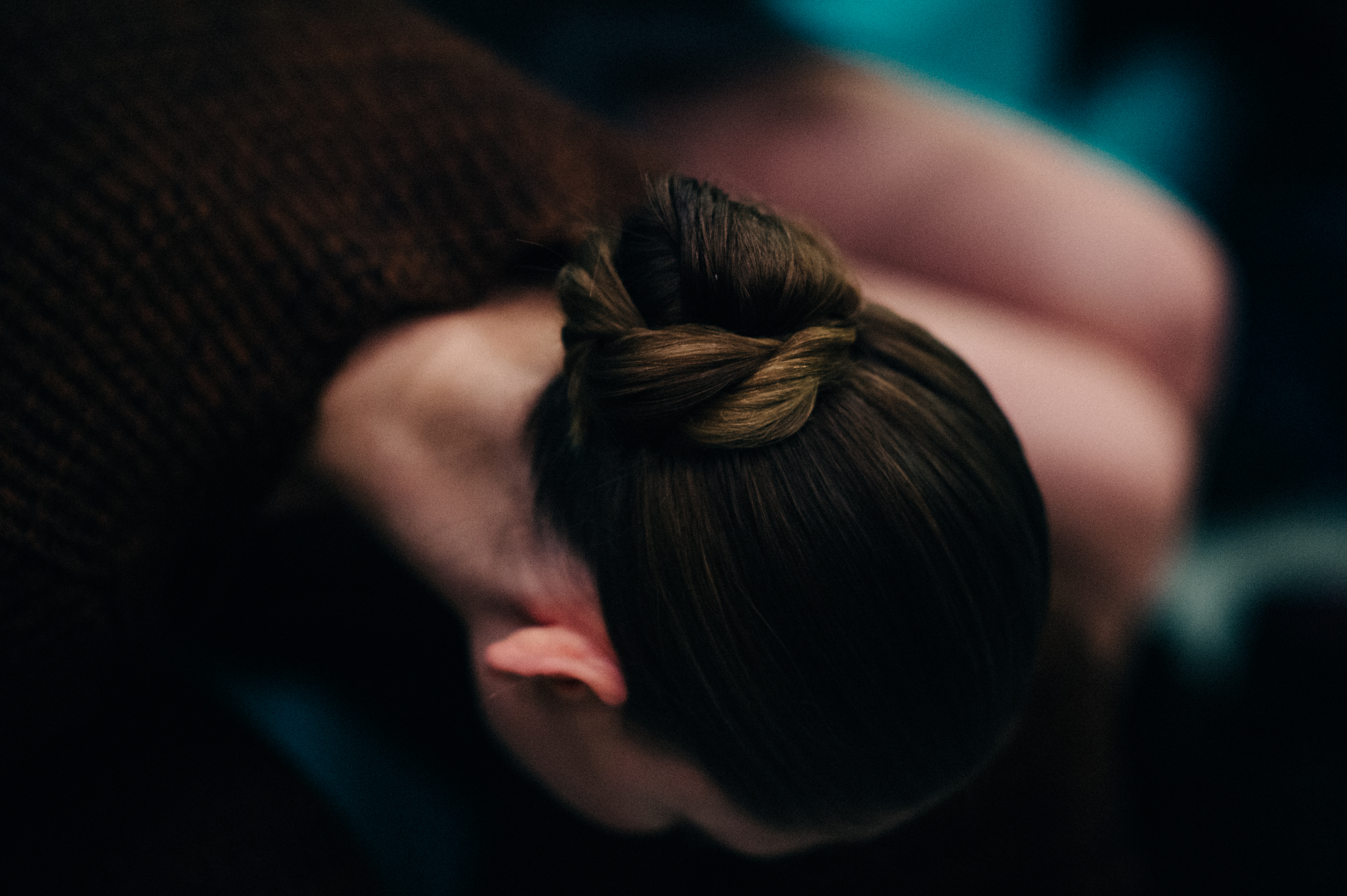 Tied hair close up shot