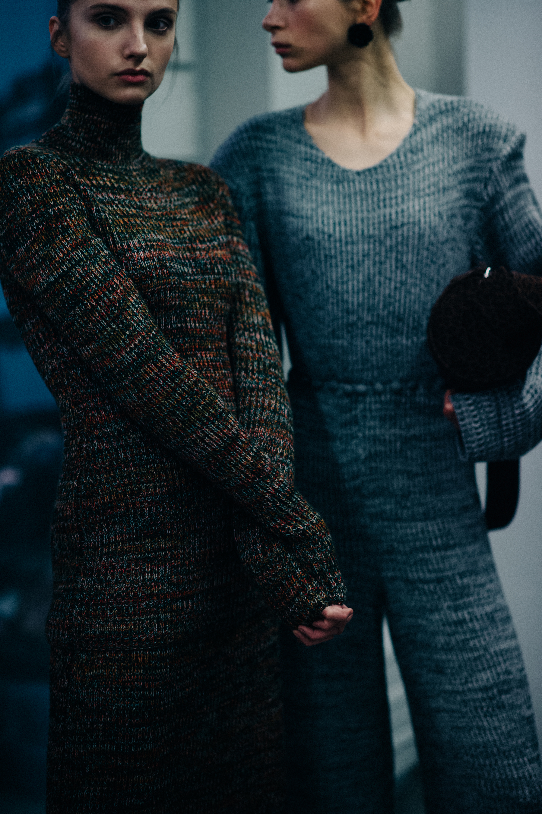 Two models wearing knitwear