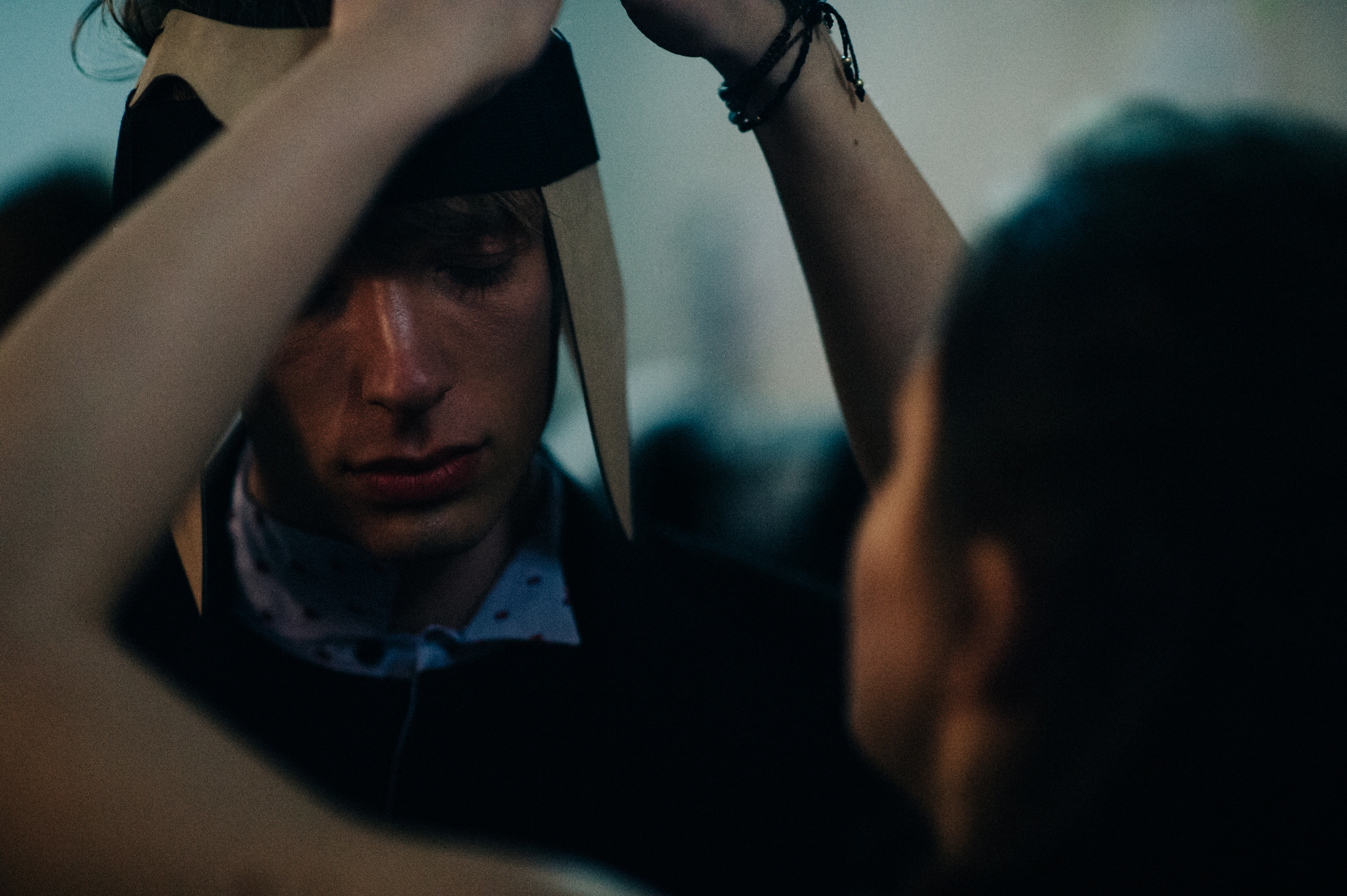 Male model getting hair fixed