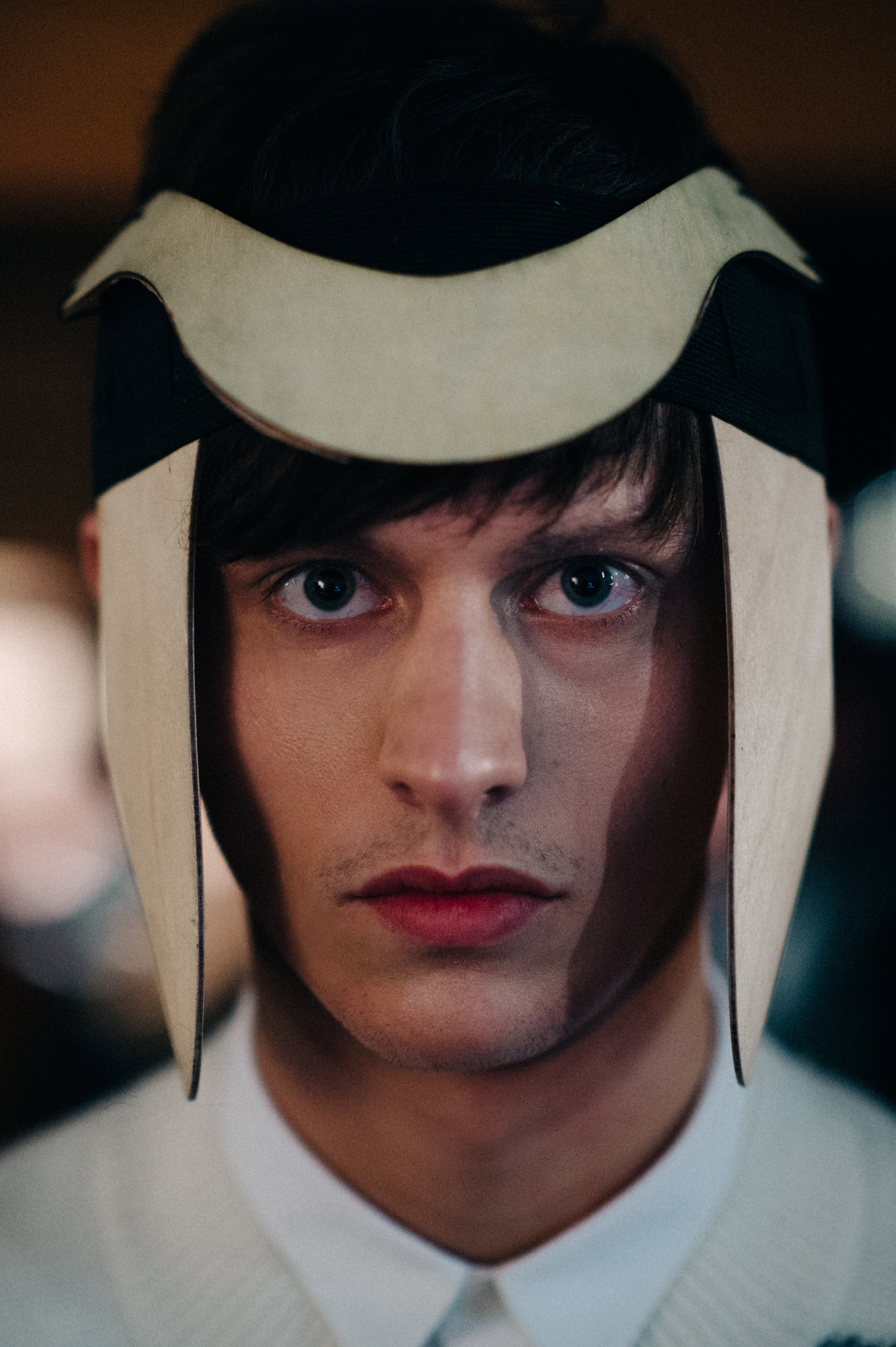 Portrait of a male model before show