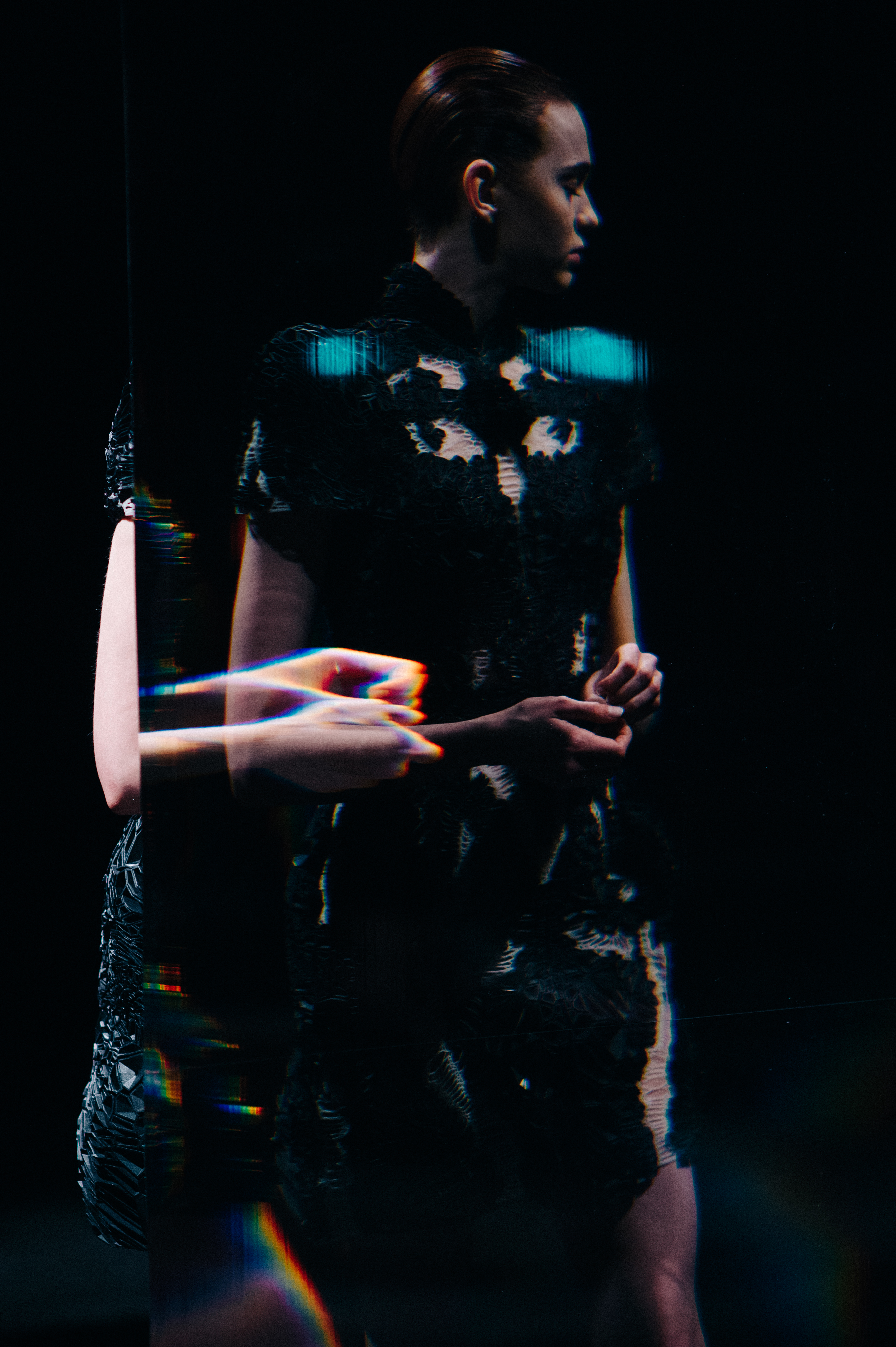 Model through the holographic glass