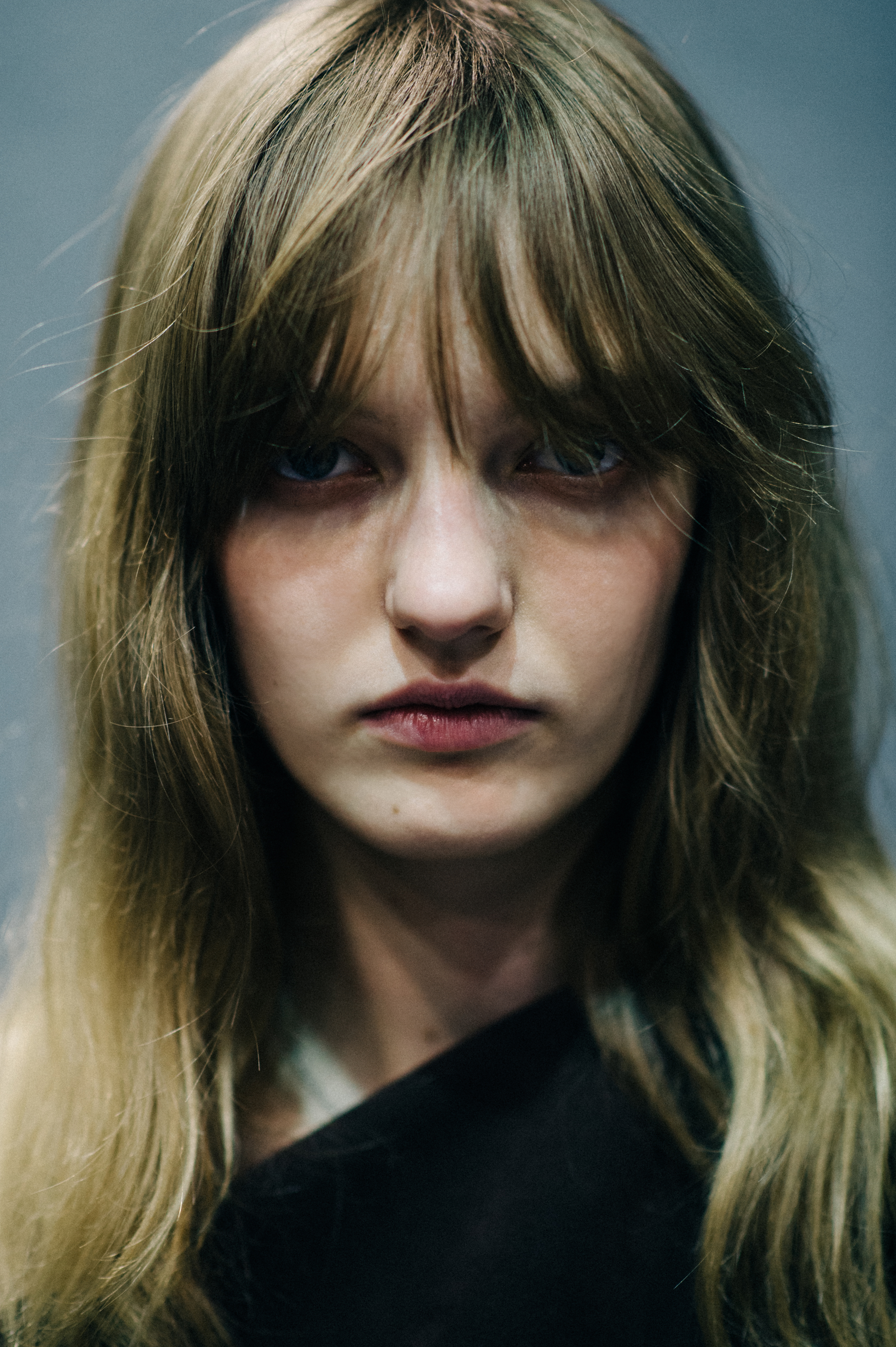 Portrait of model with long blonde hair