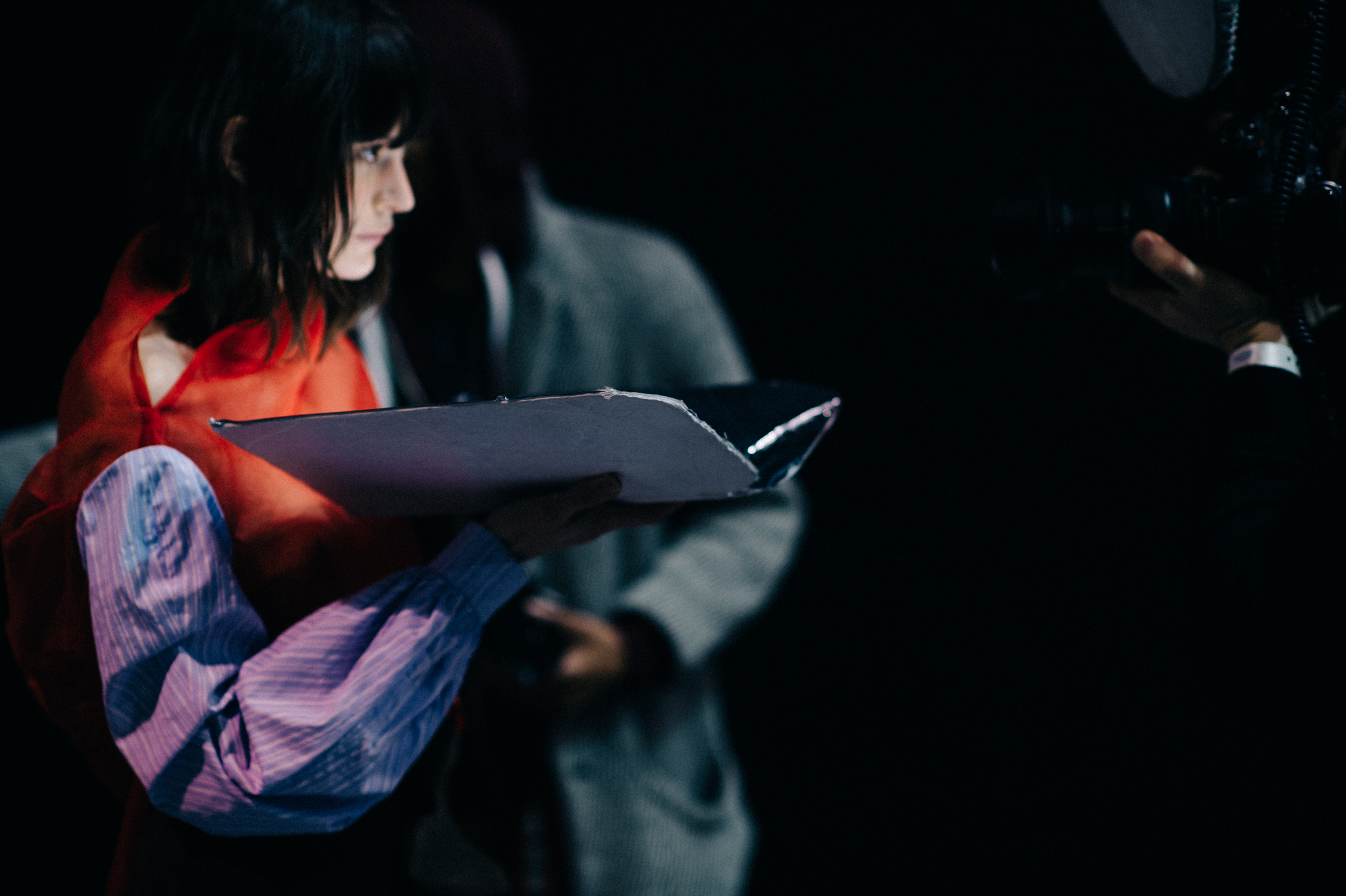 Model with reflector before show