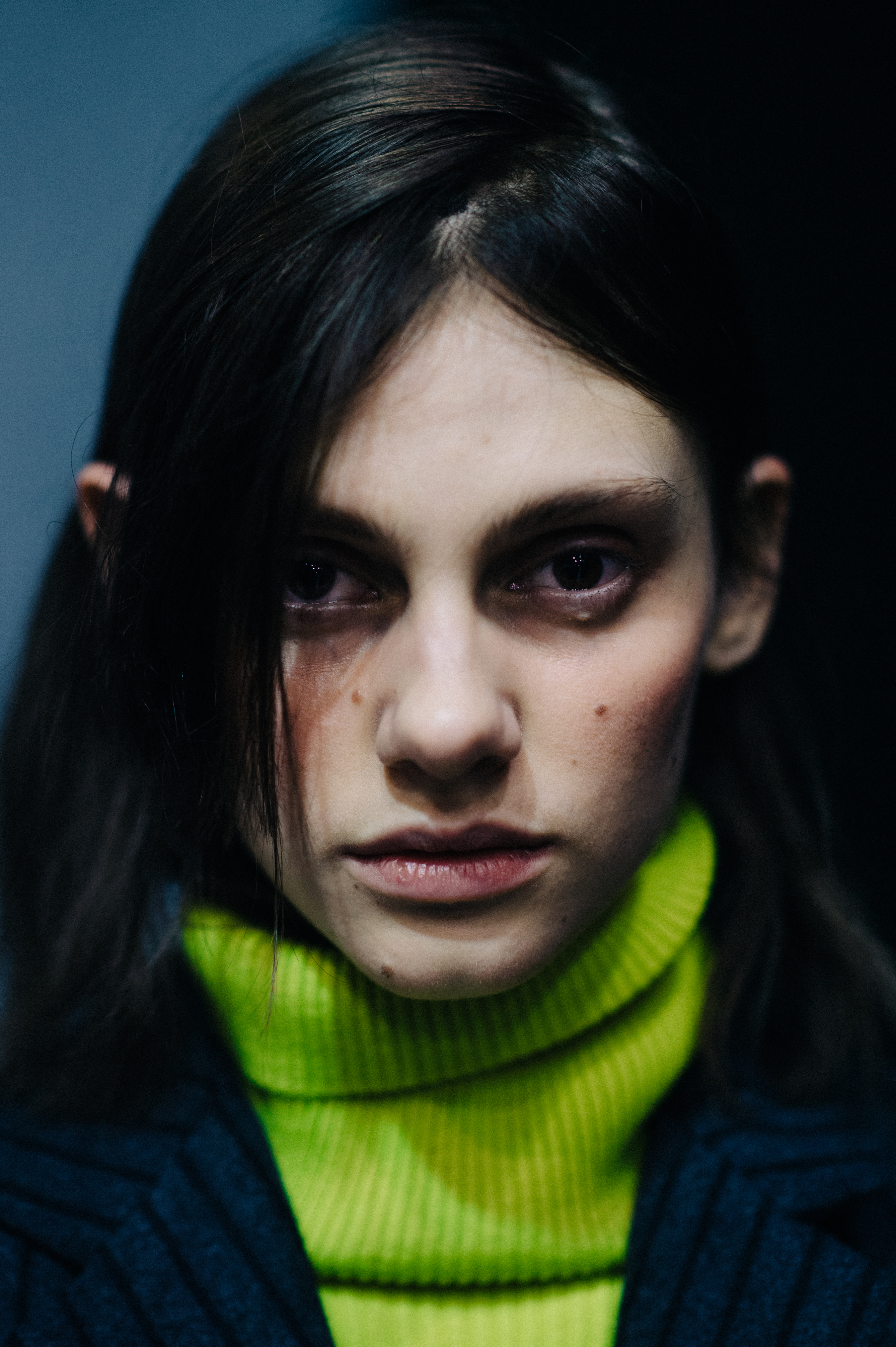 Portrait of Dutch model with dark brown hair