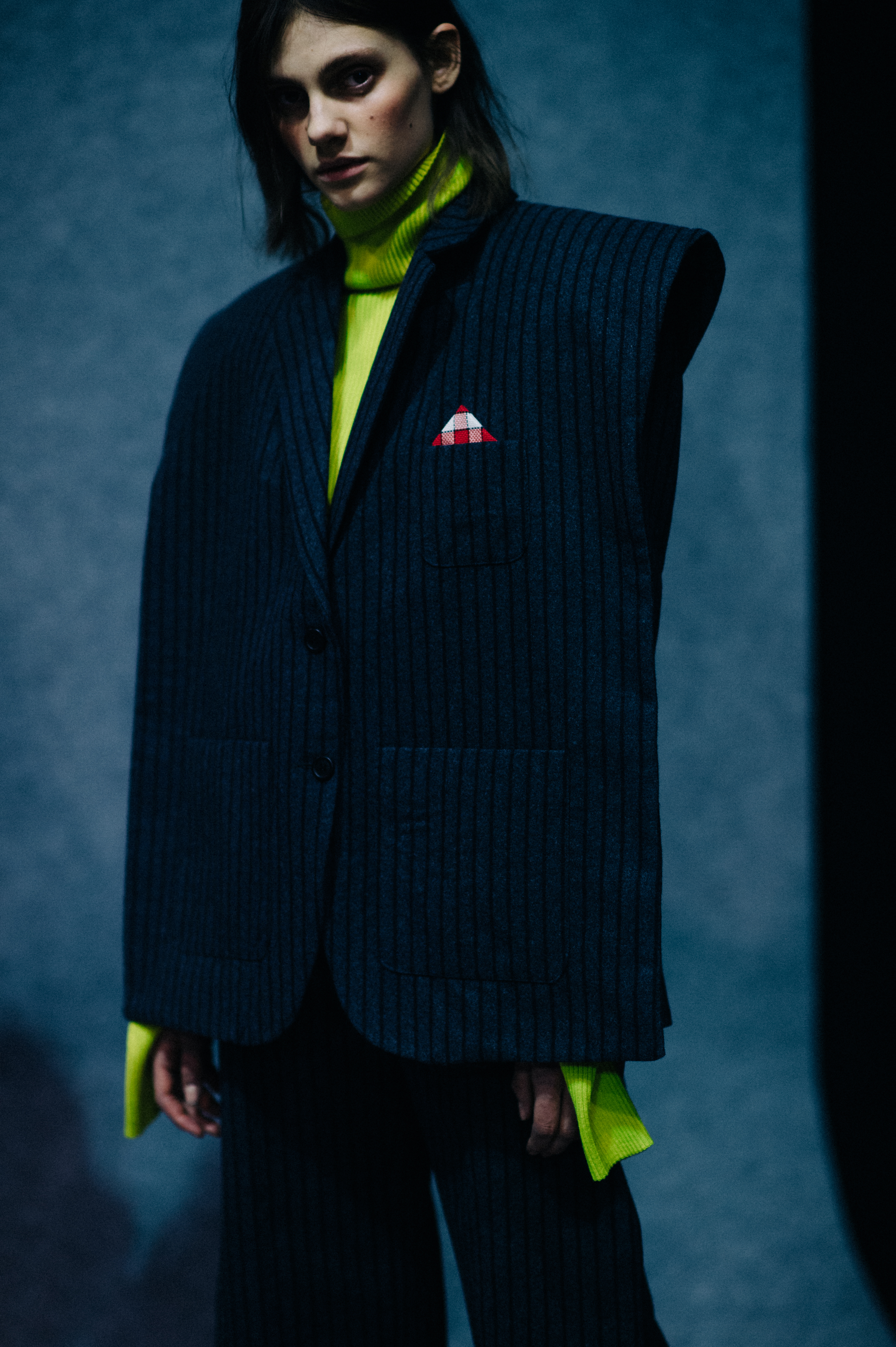 Dutch model wearing oversized jacket