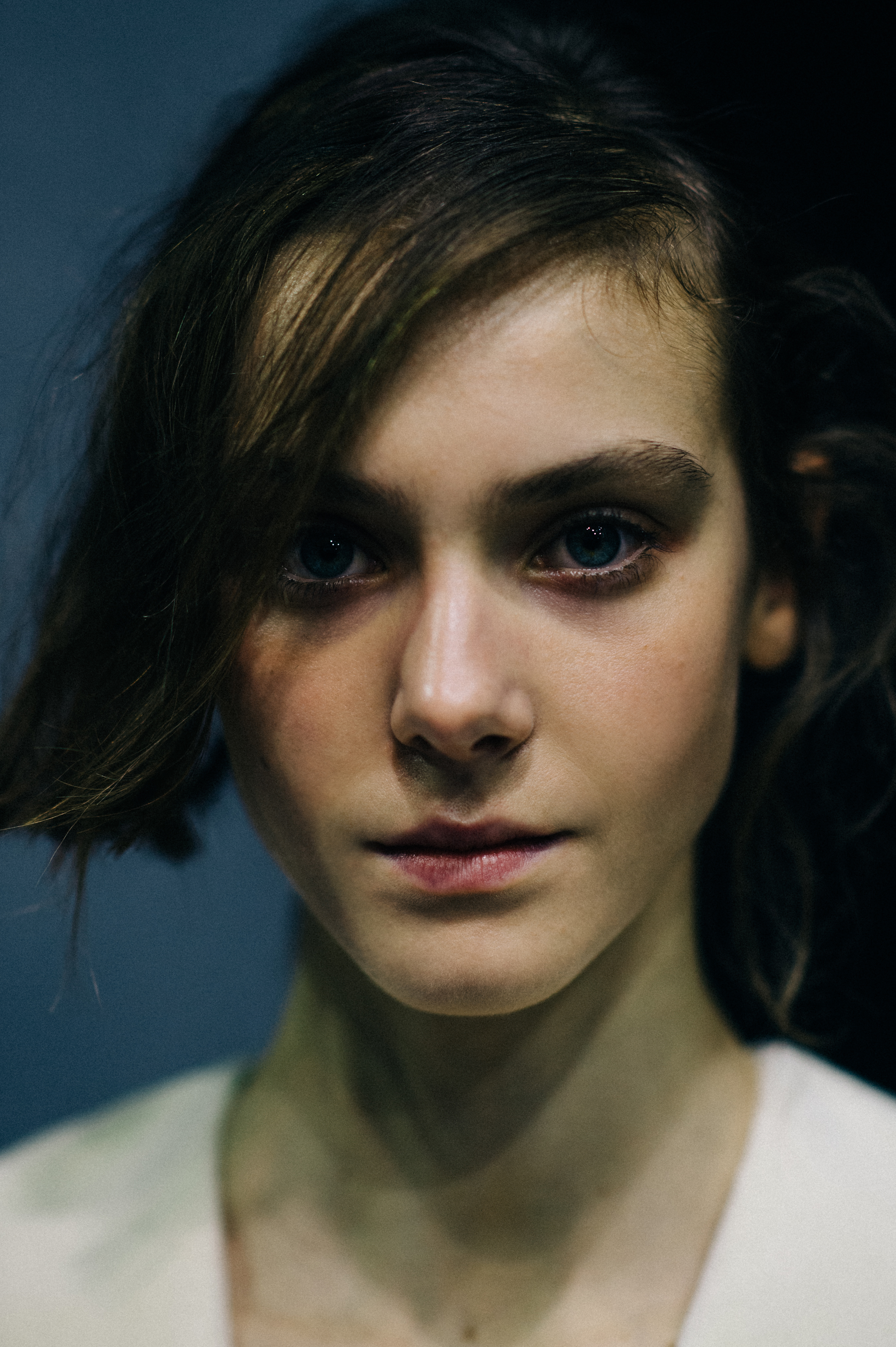 Portrait of model with blue eyes