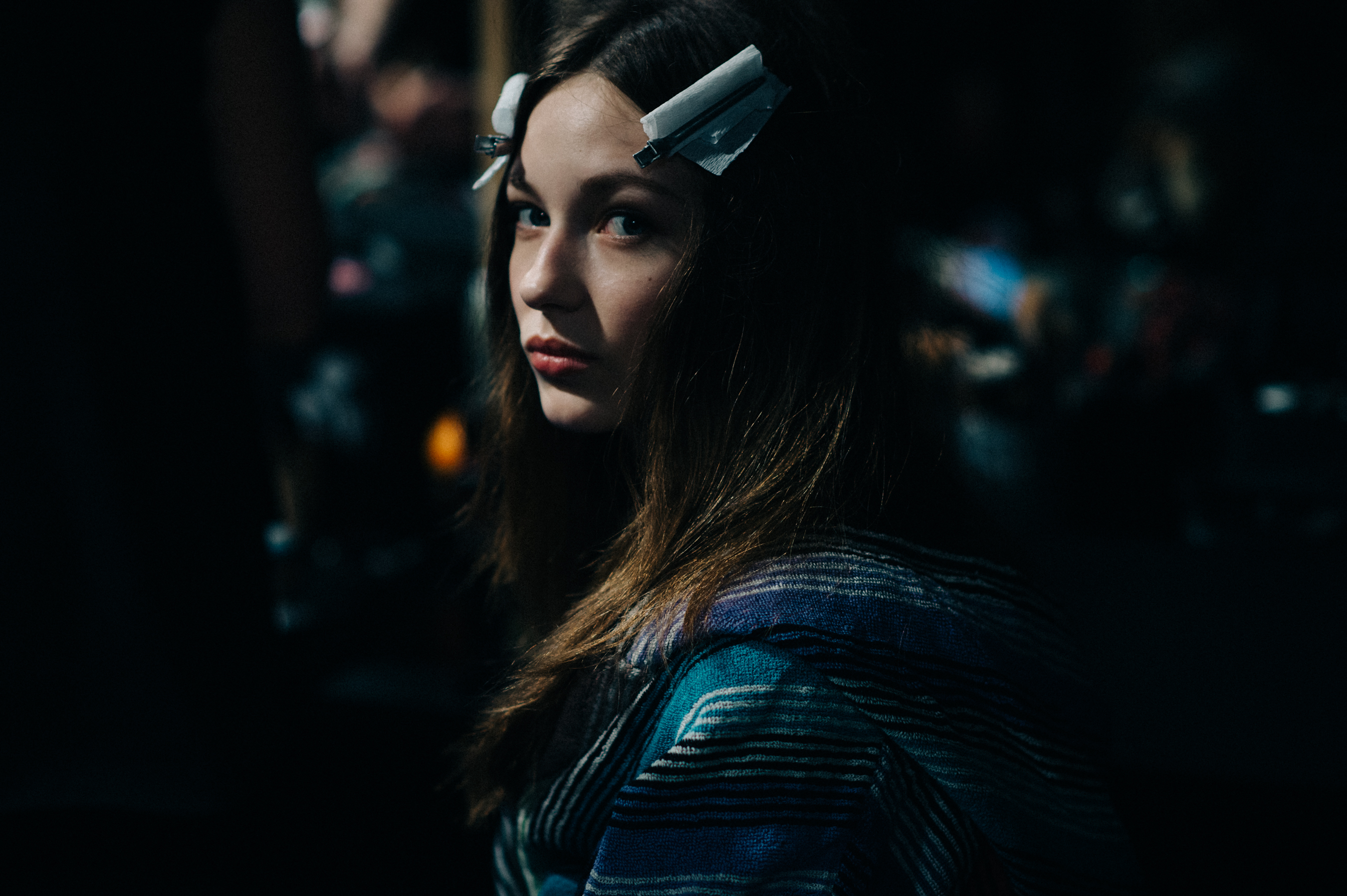 Model with clipped hair