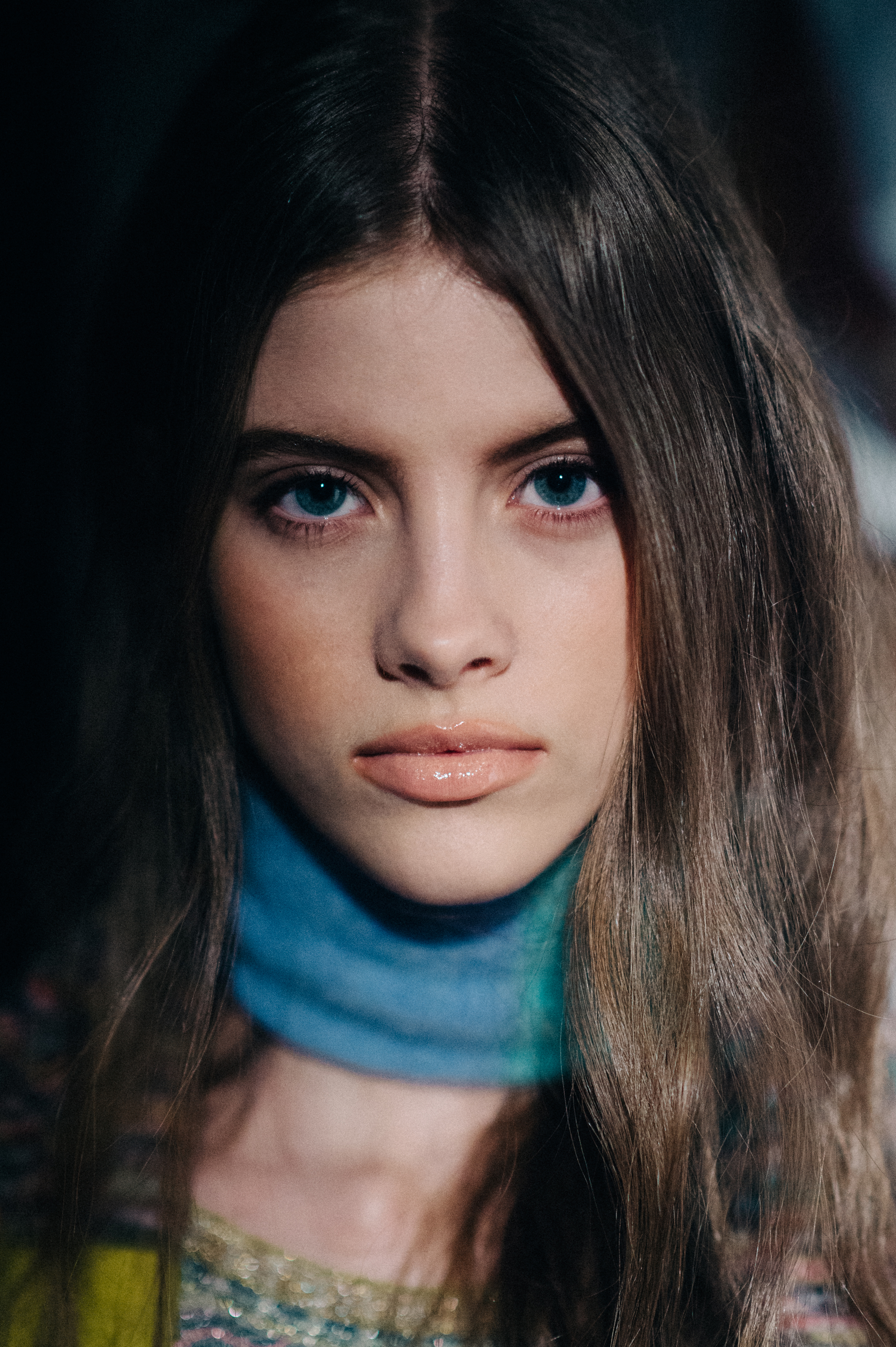 Portrait of a model with blue eyes