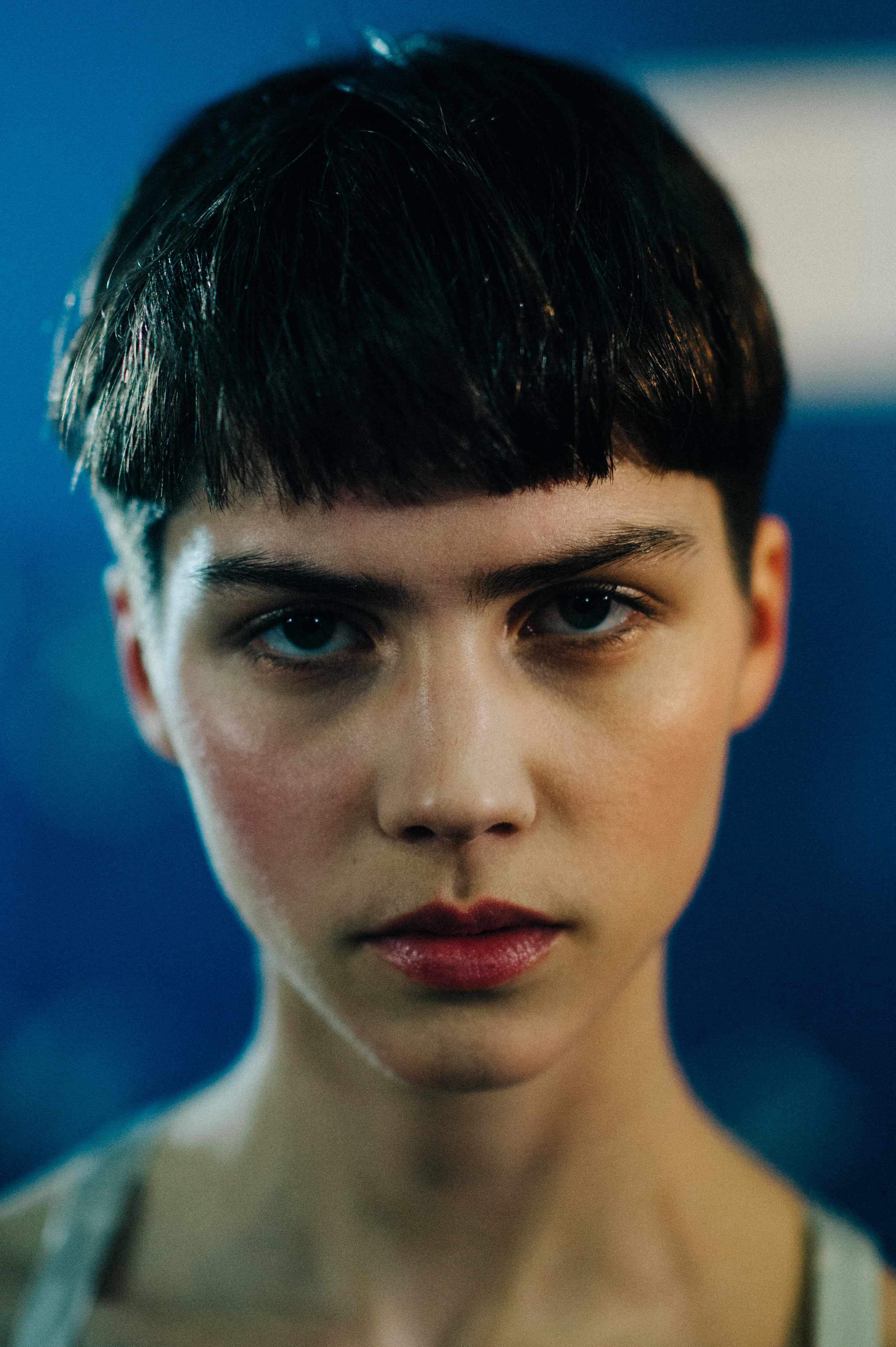 Portrait of a model with short hair
