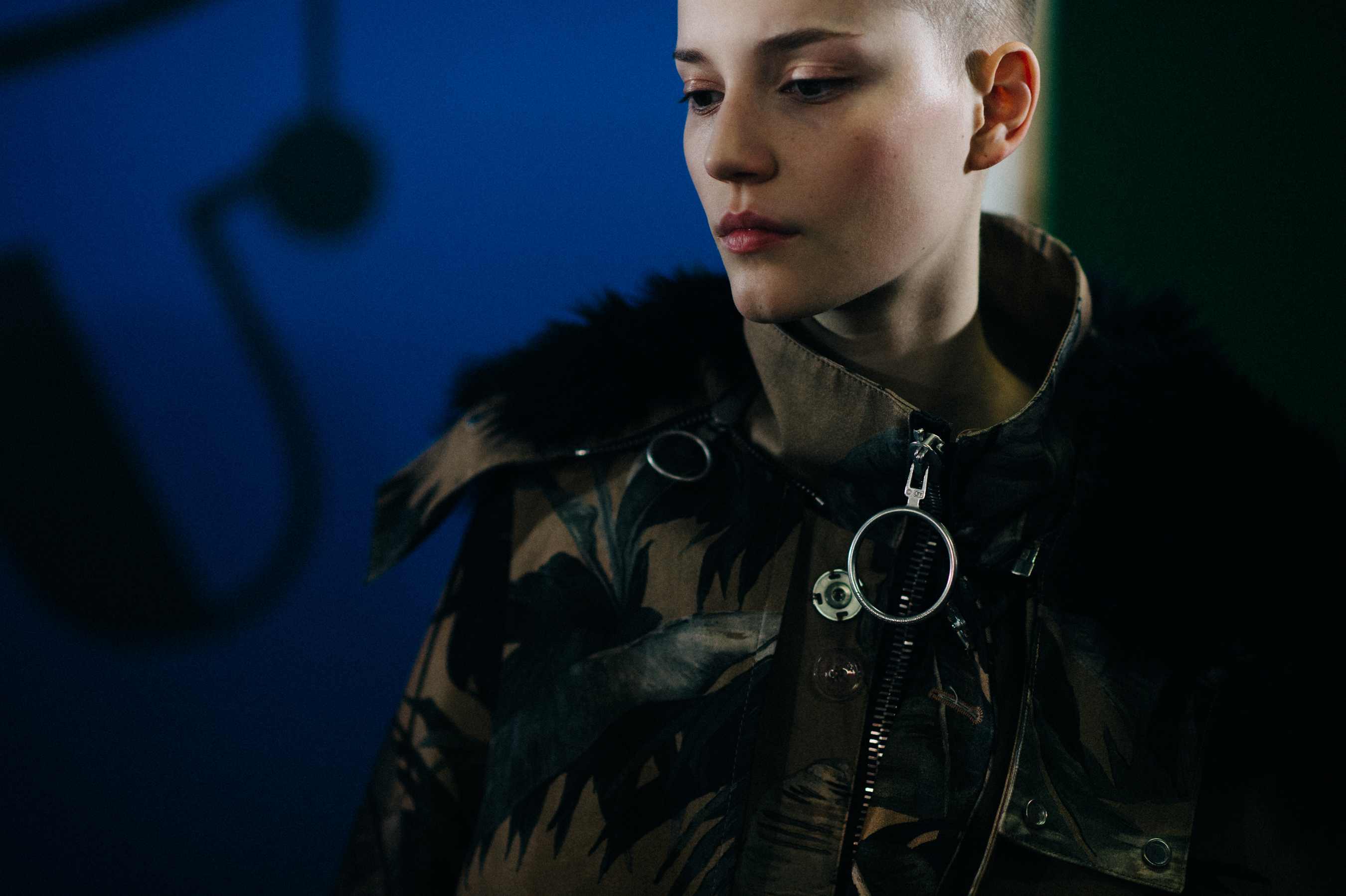 Model with short hair
