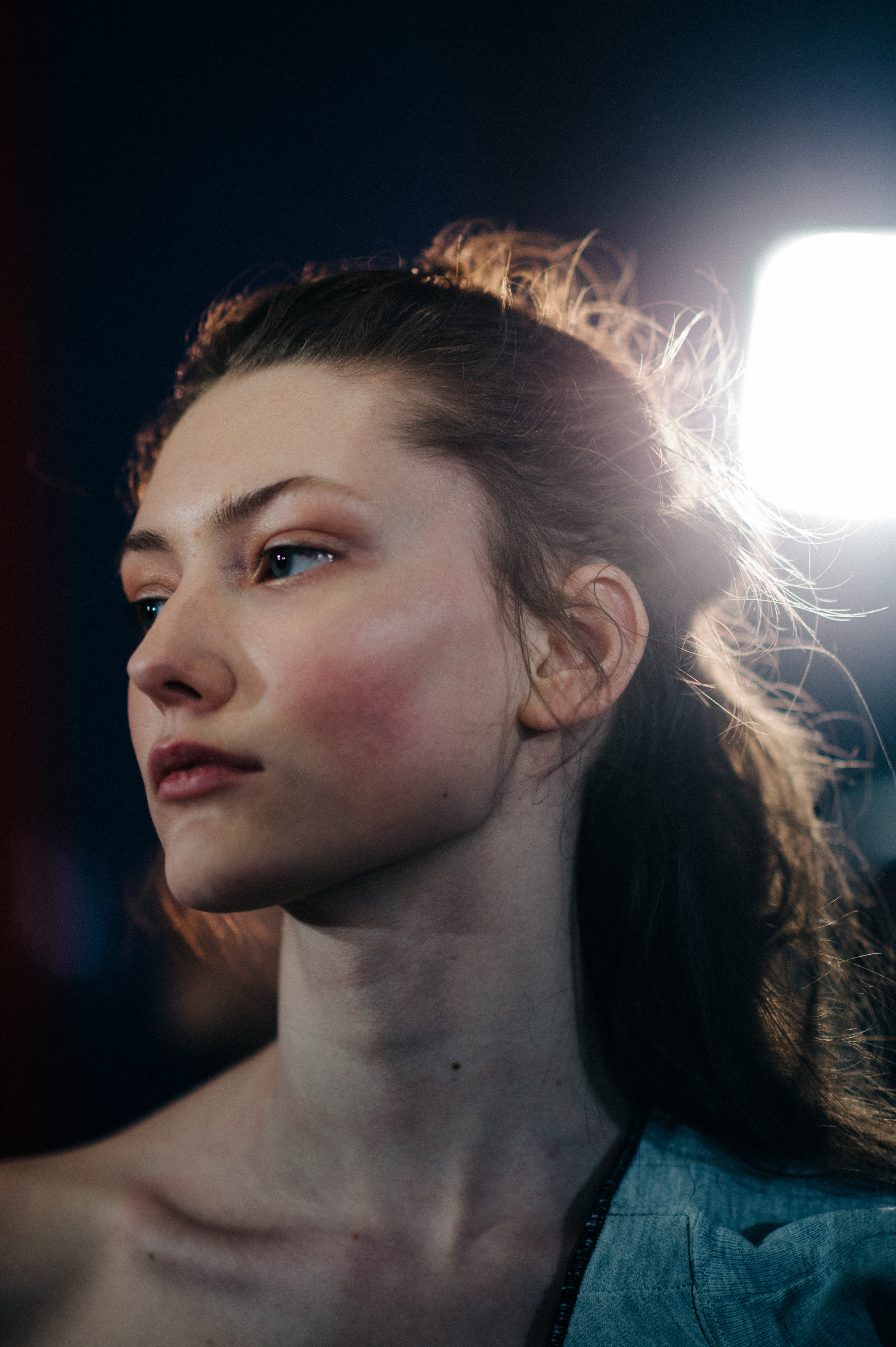 Portrait of a model before the show