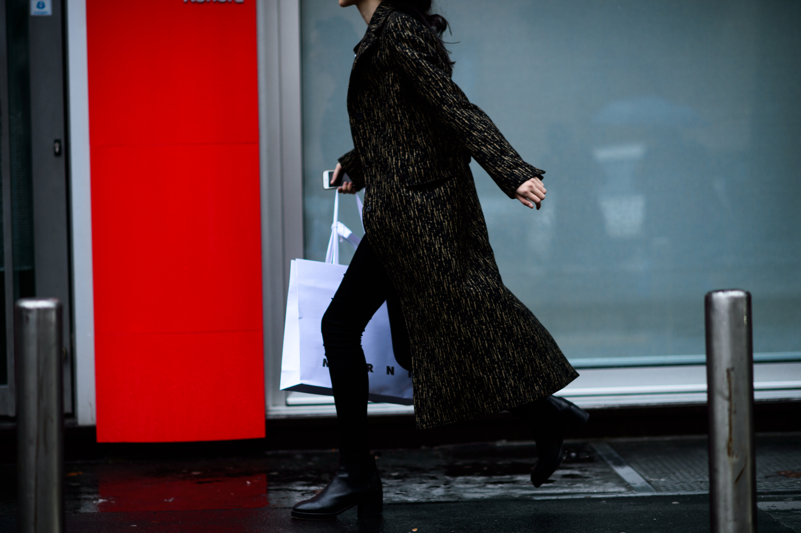 Chinese model wearing long coat