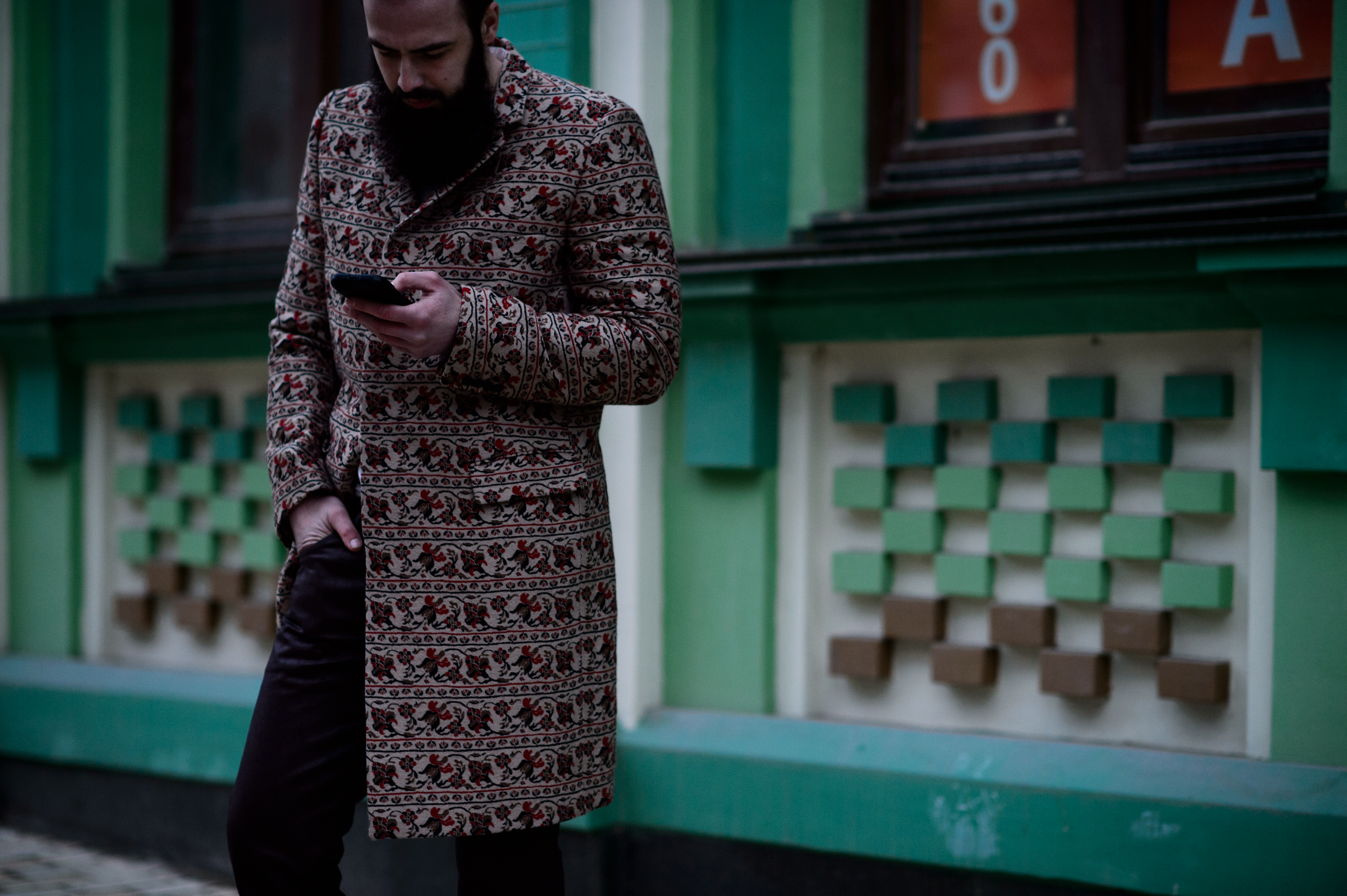 Prototype buyer wearing coat