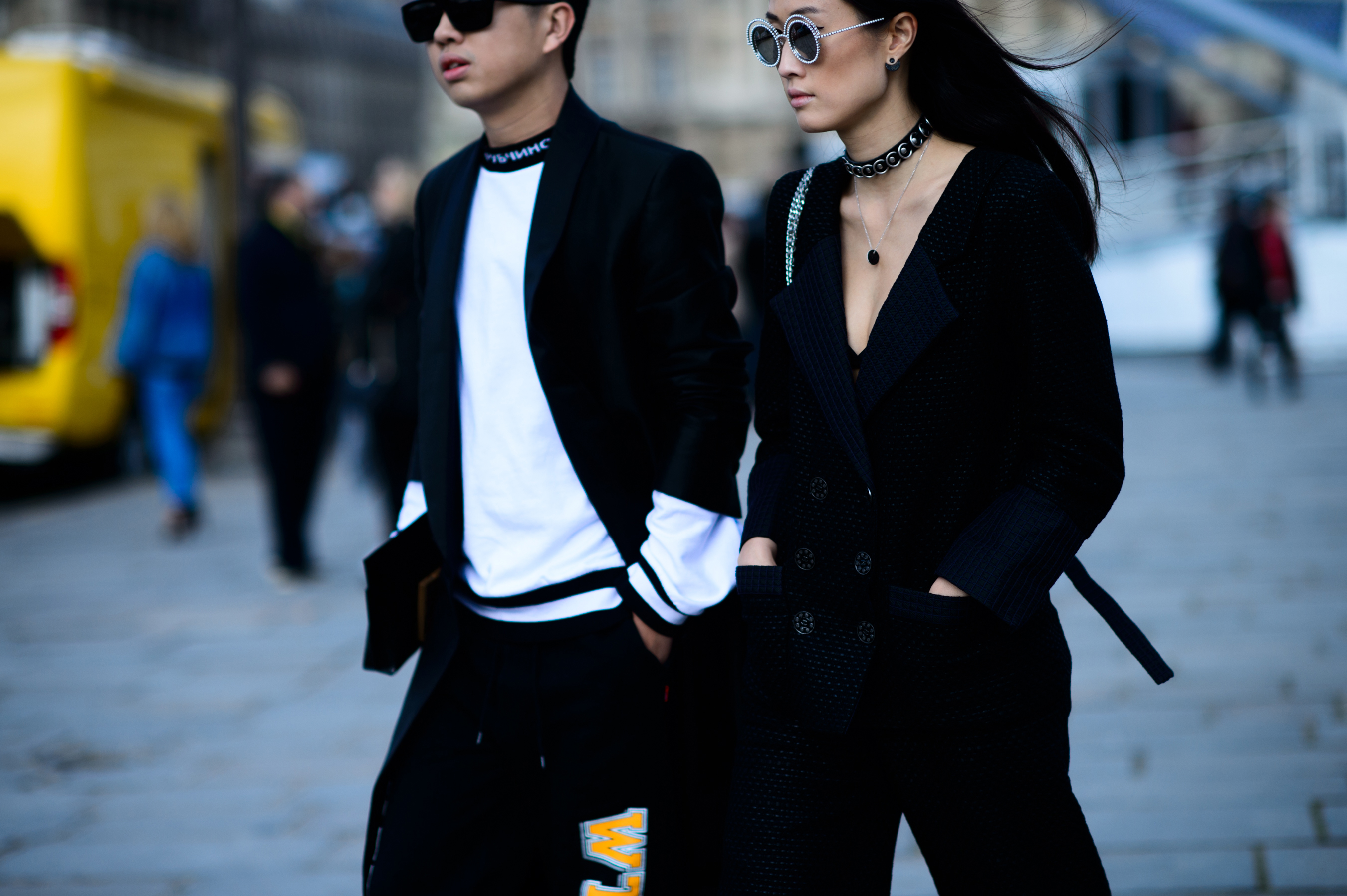 Man and woman wearing black after Valentino