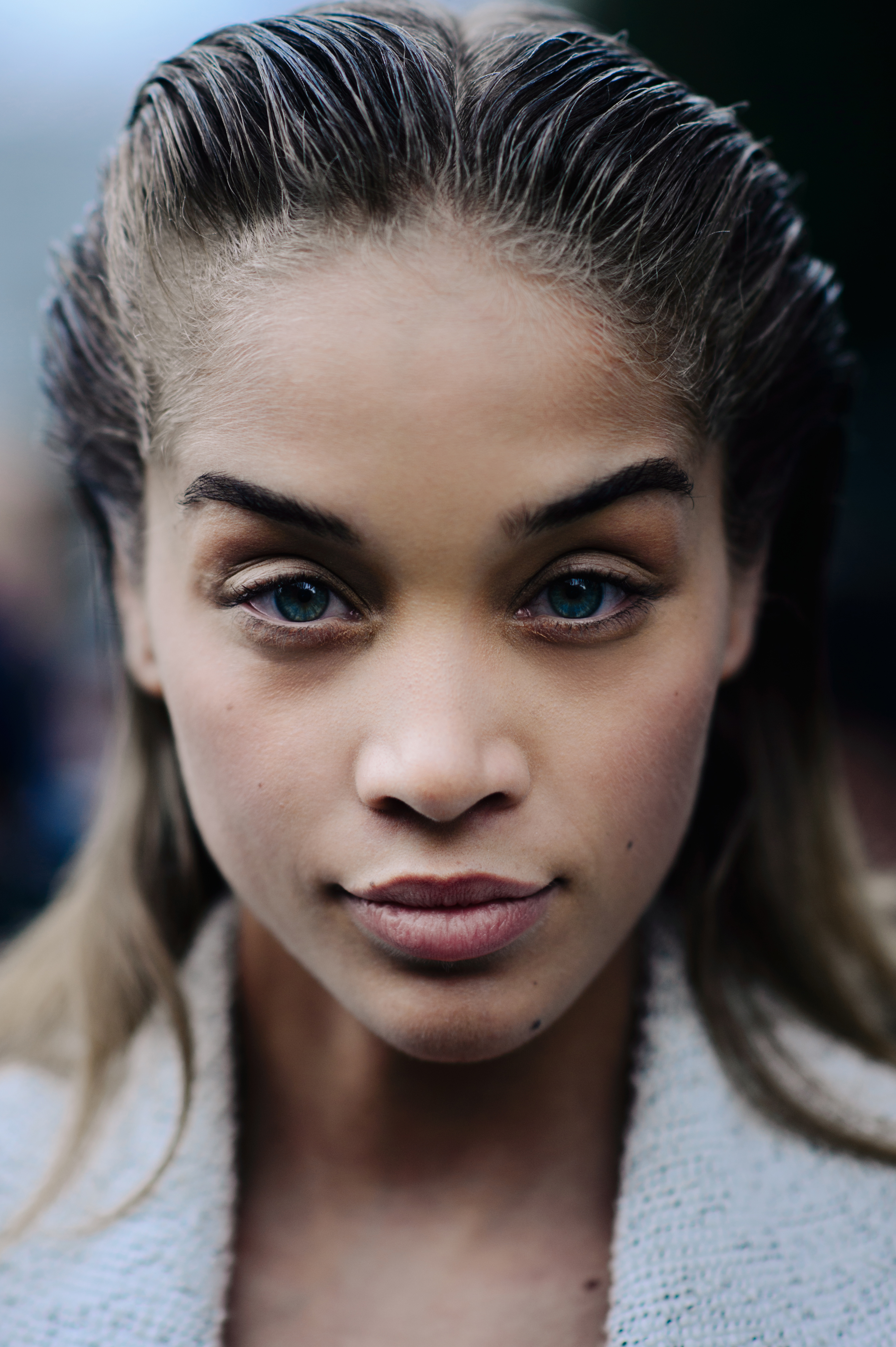 Portrait of German model with wet combed hair