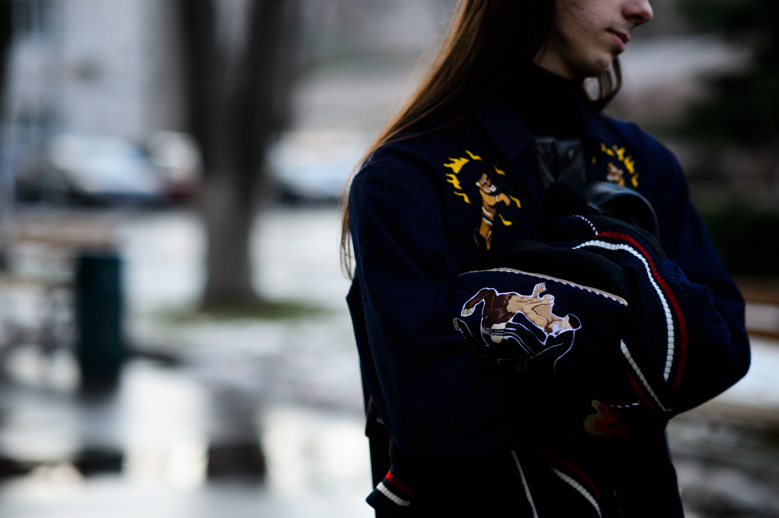 Ukrainian designer wearing his bomber