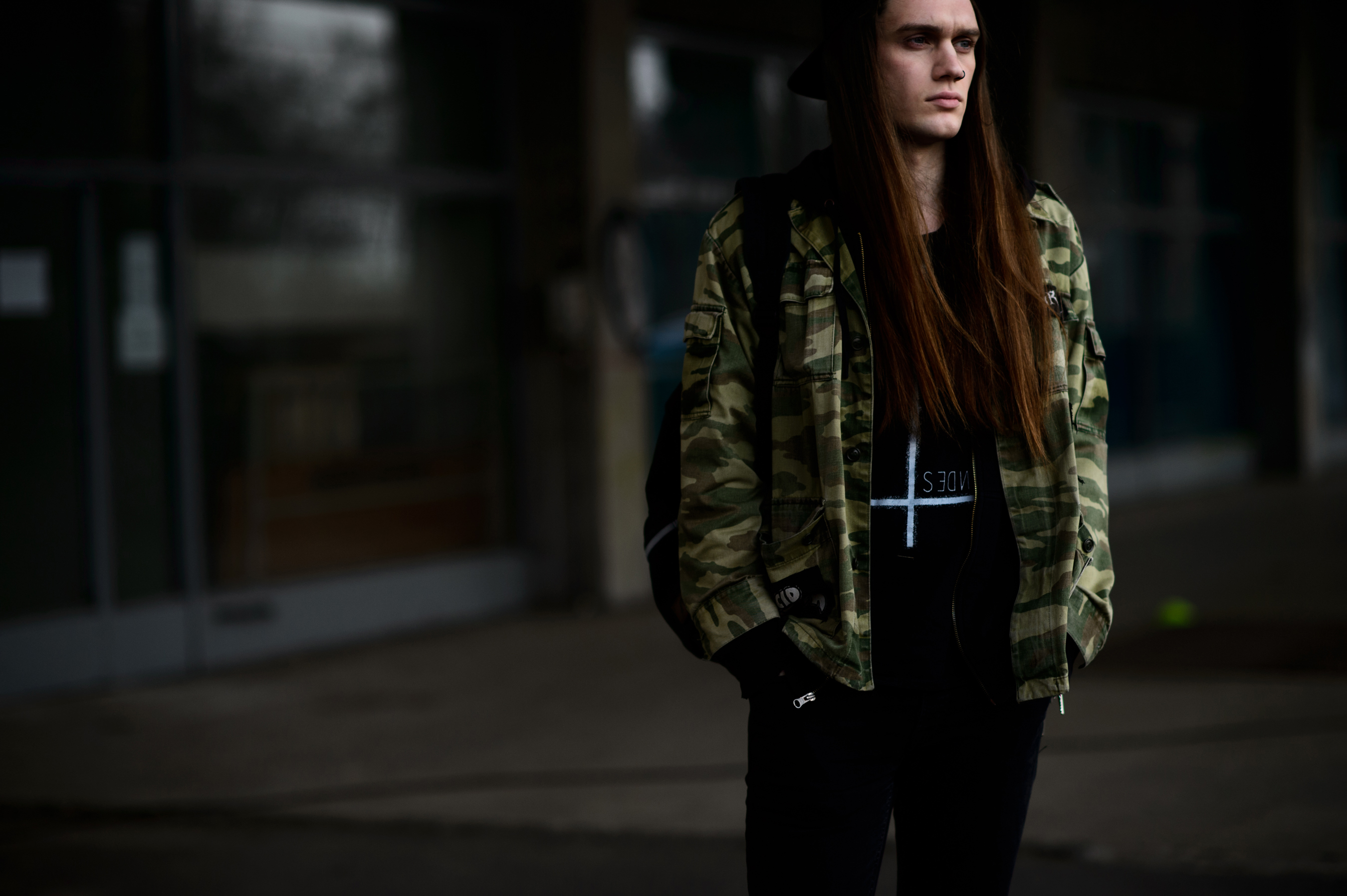 Male model with long hair