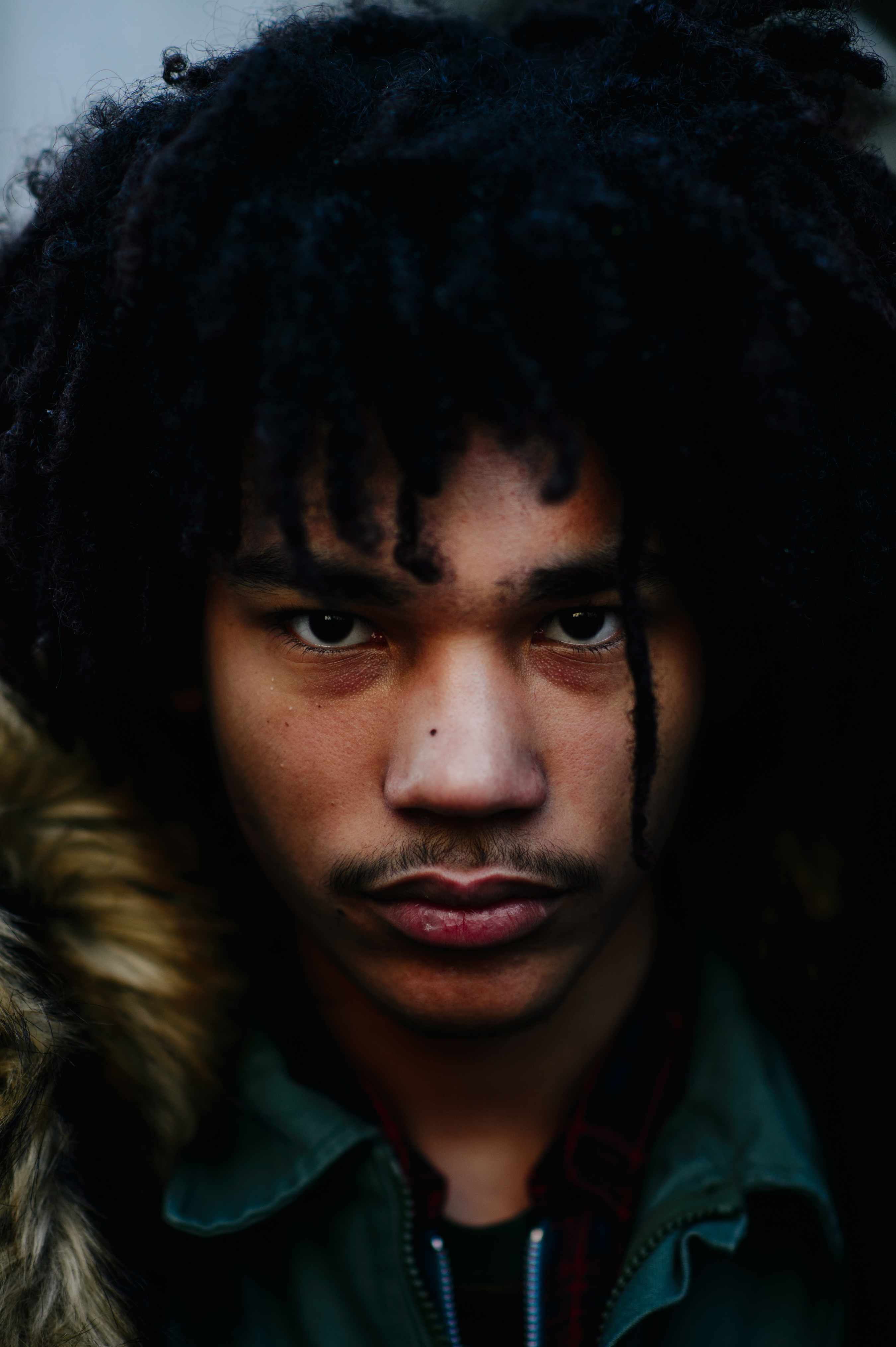 Portrait of model with curly hair