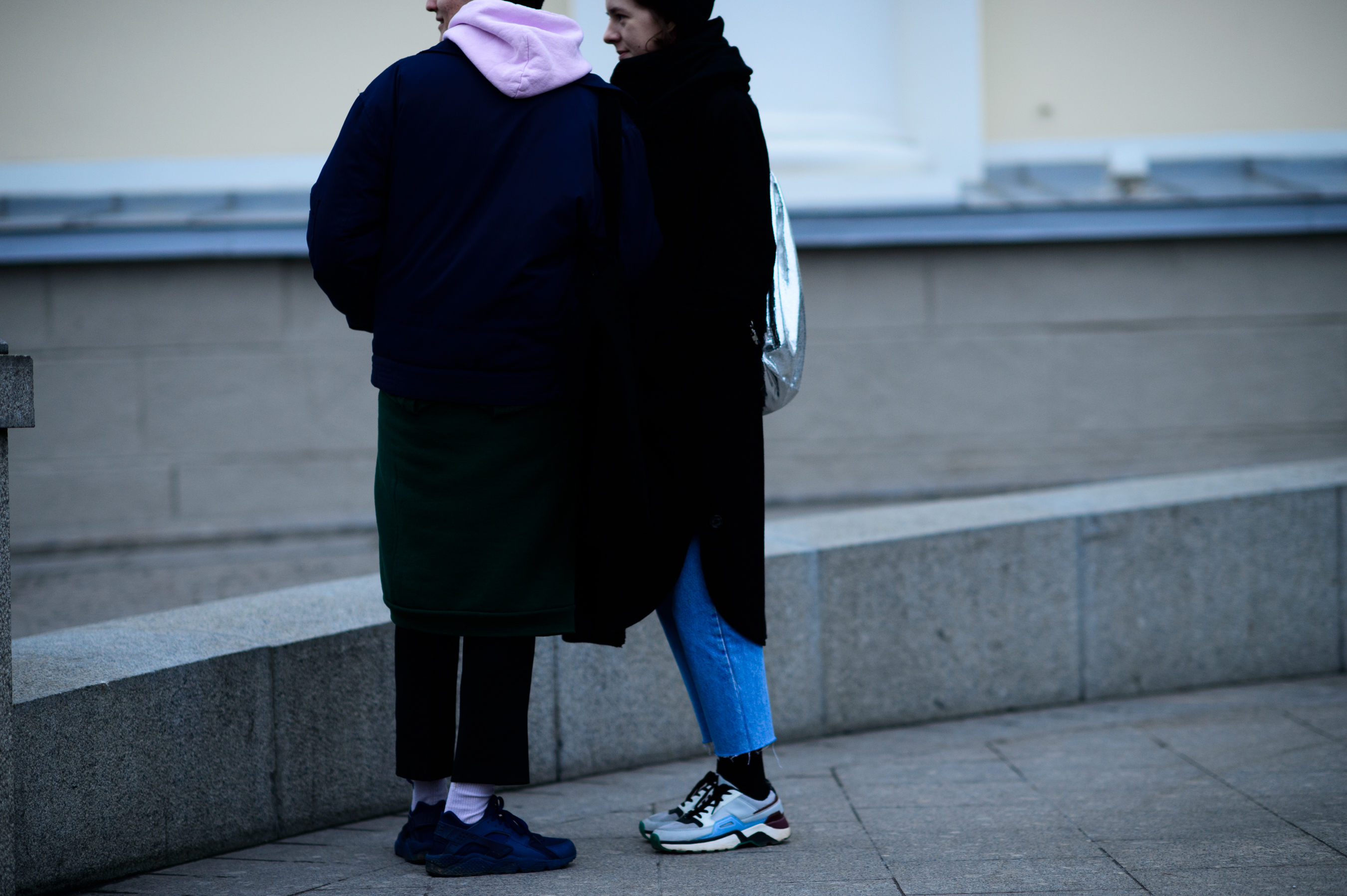 Girl and boy wearing sneakers