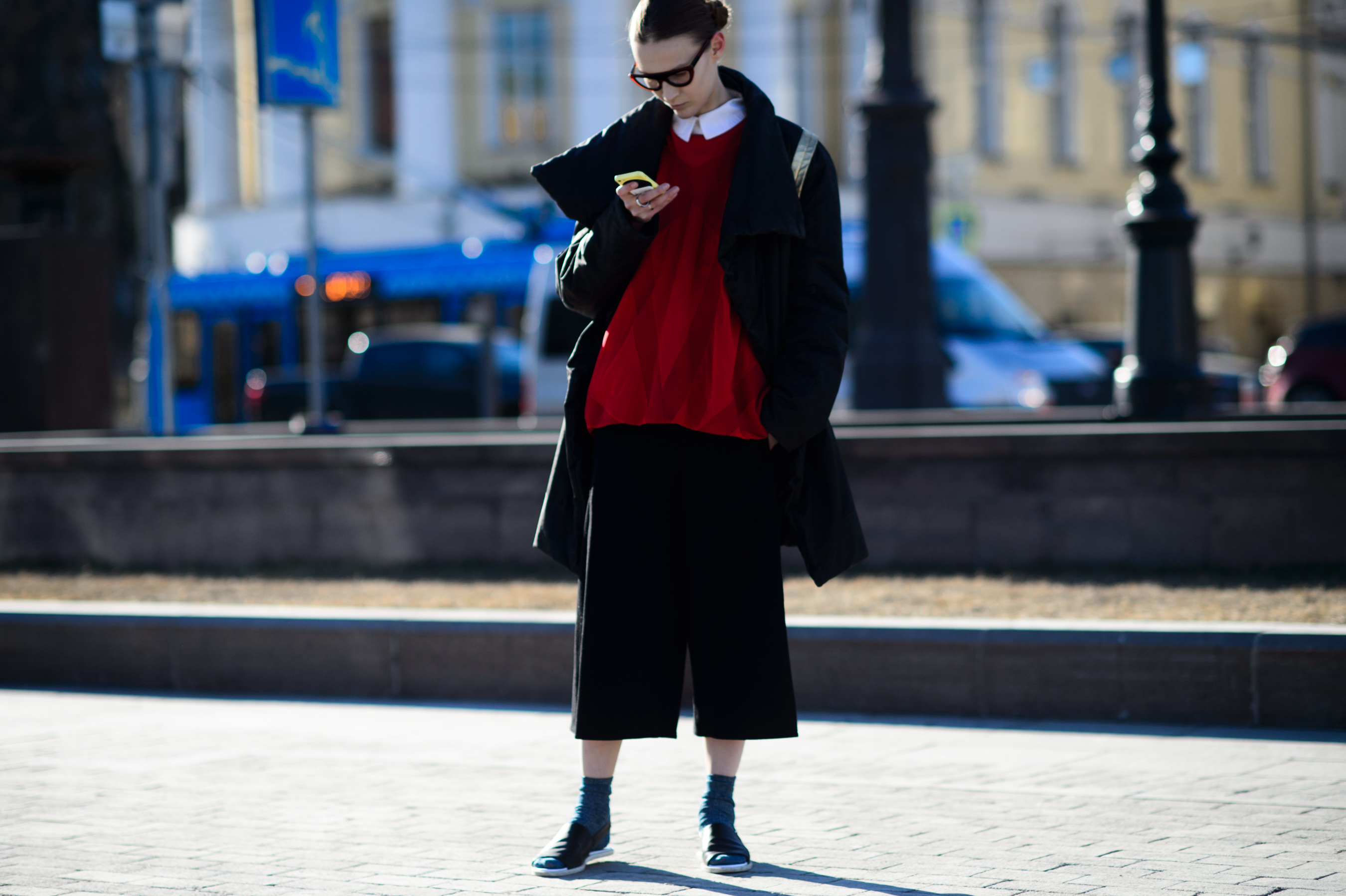 Girl wearing black oversized jacket
