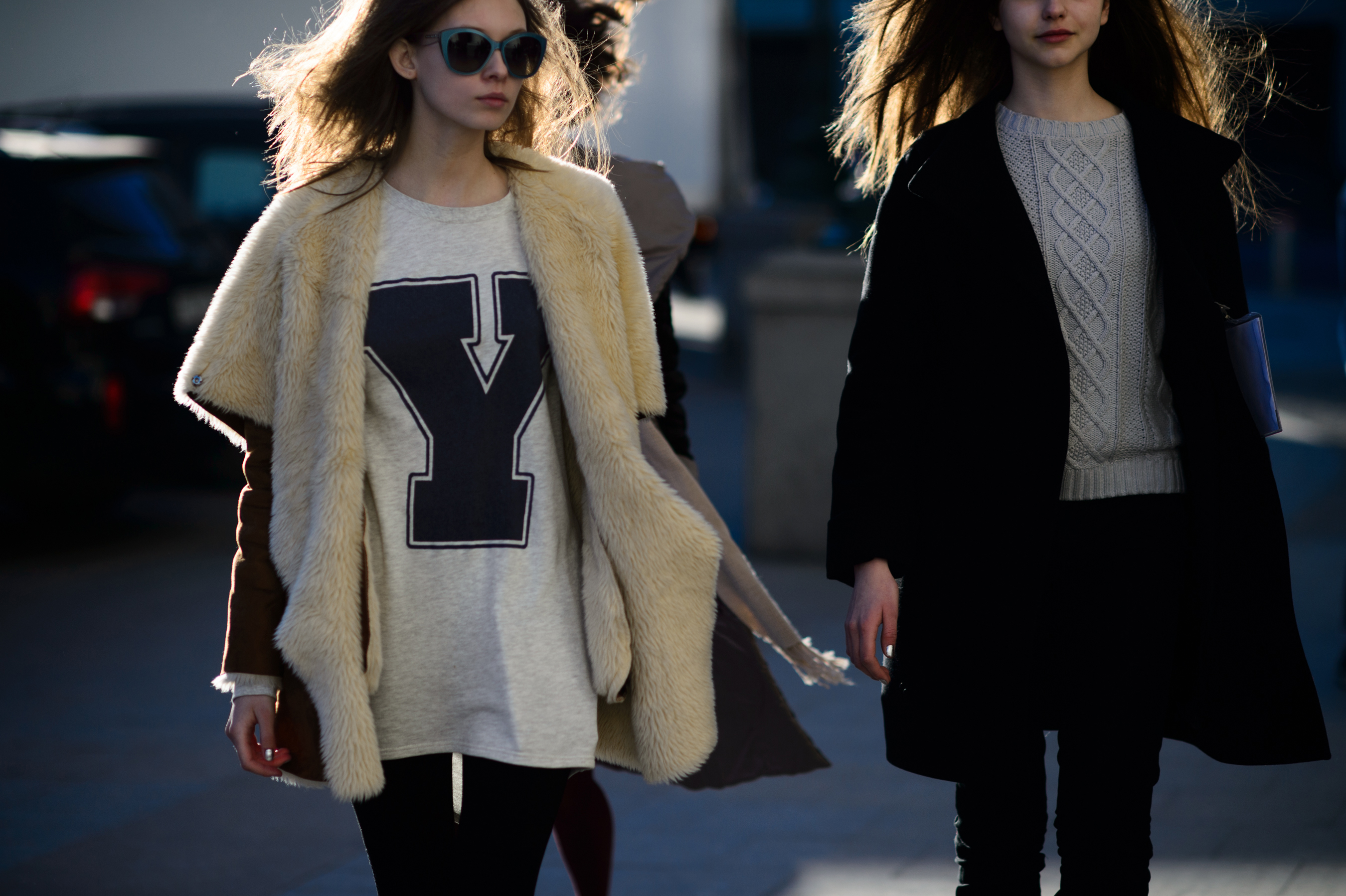 Two models with big hair