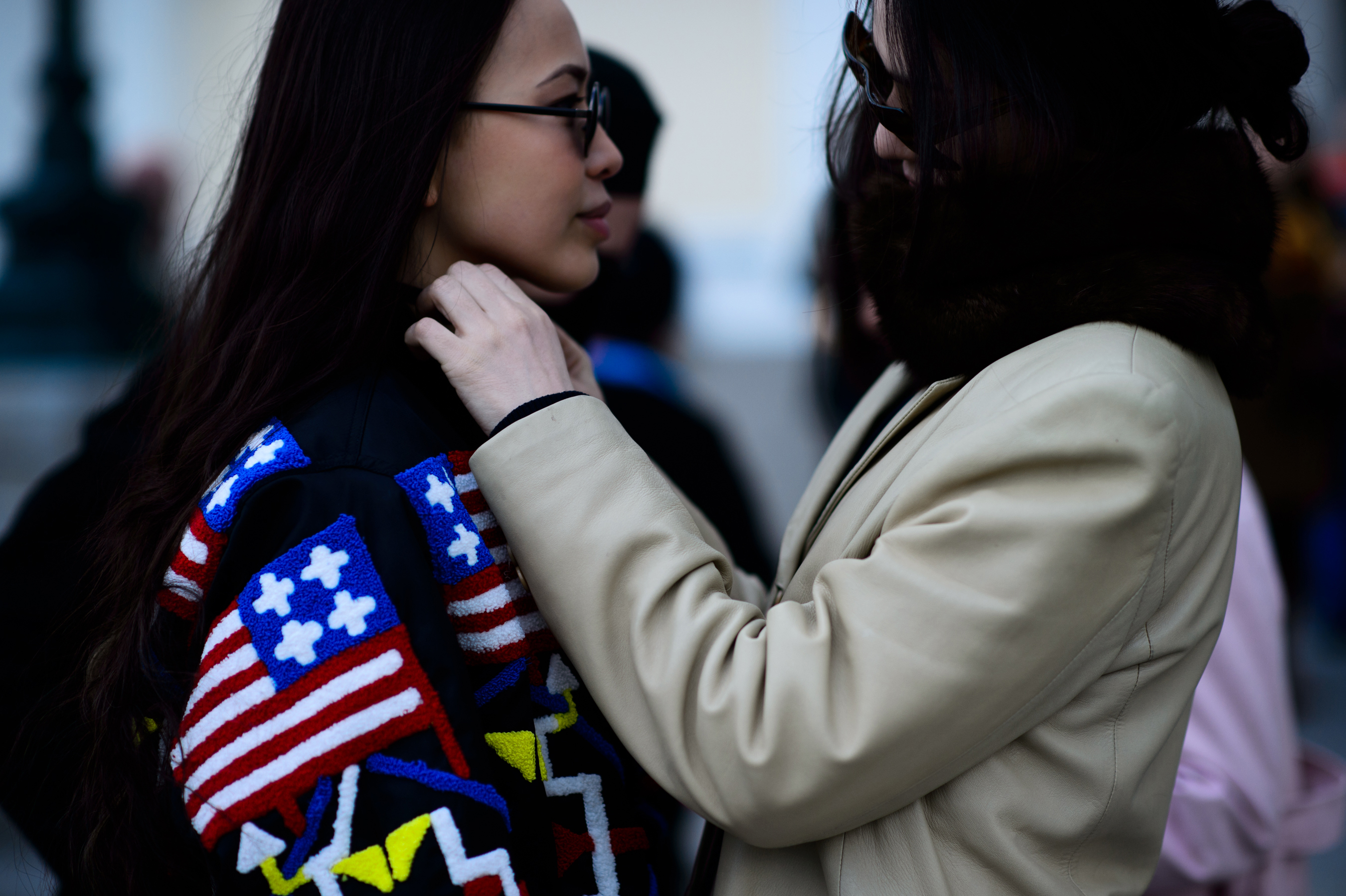 Two girls at Manege square