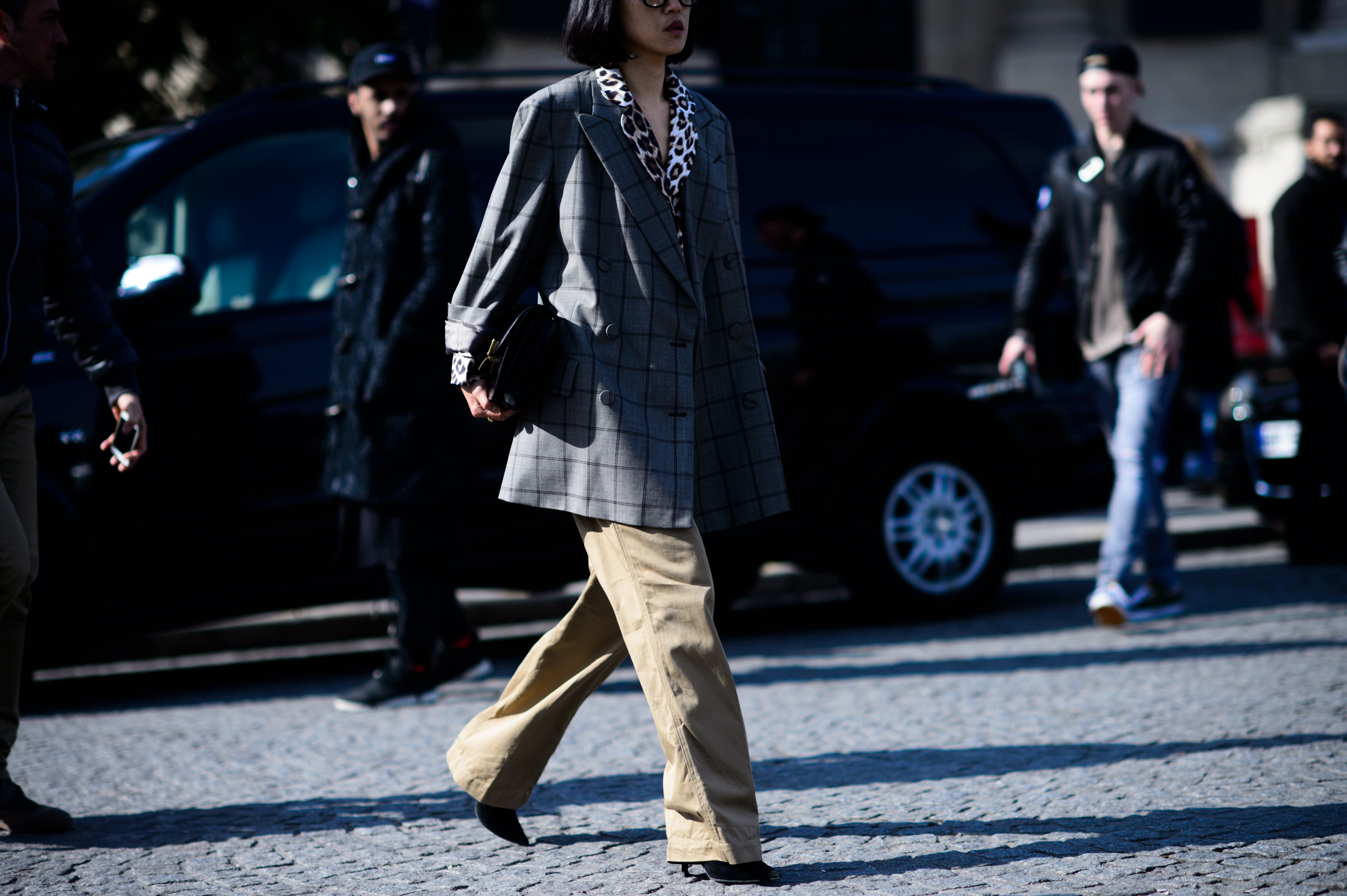 Japanese woman wearing suit safari pants
