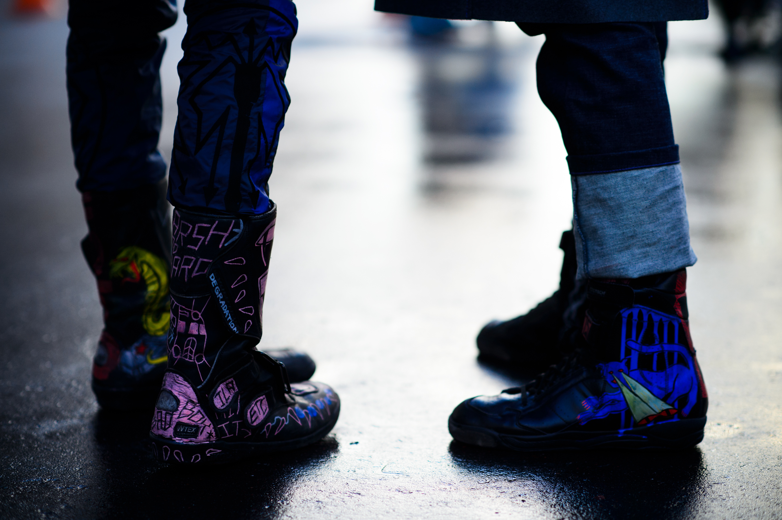 Close up of painted boots
