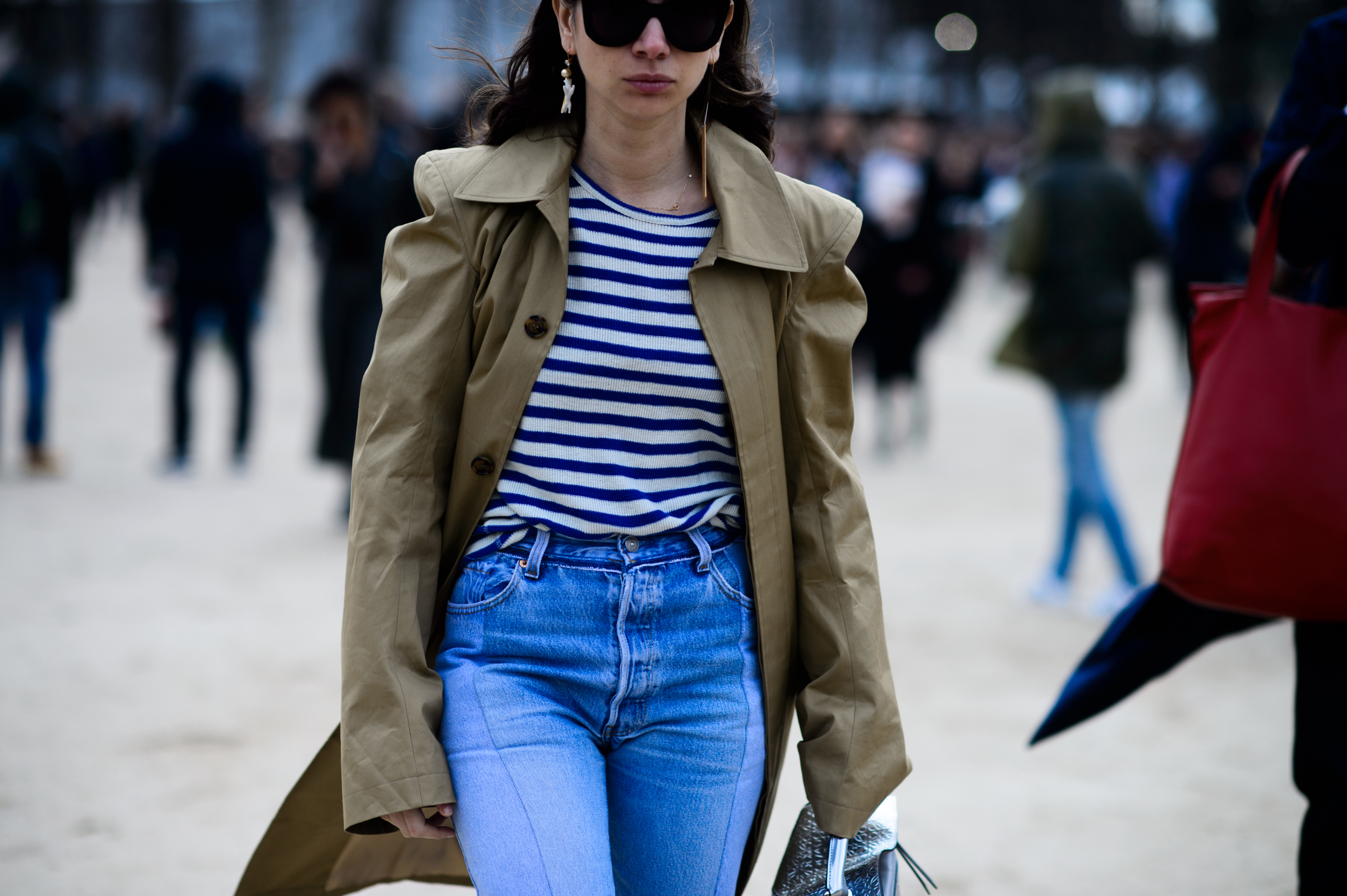 Russian buyer wearing striped top