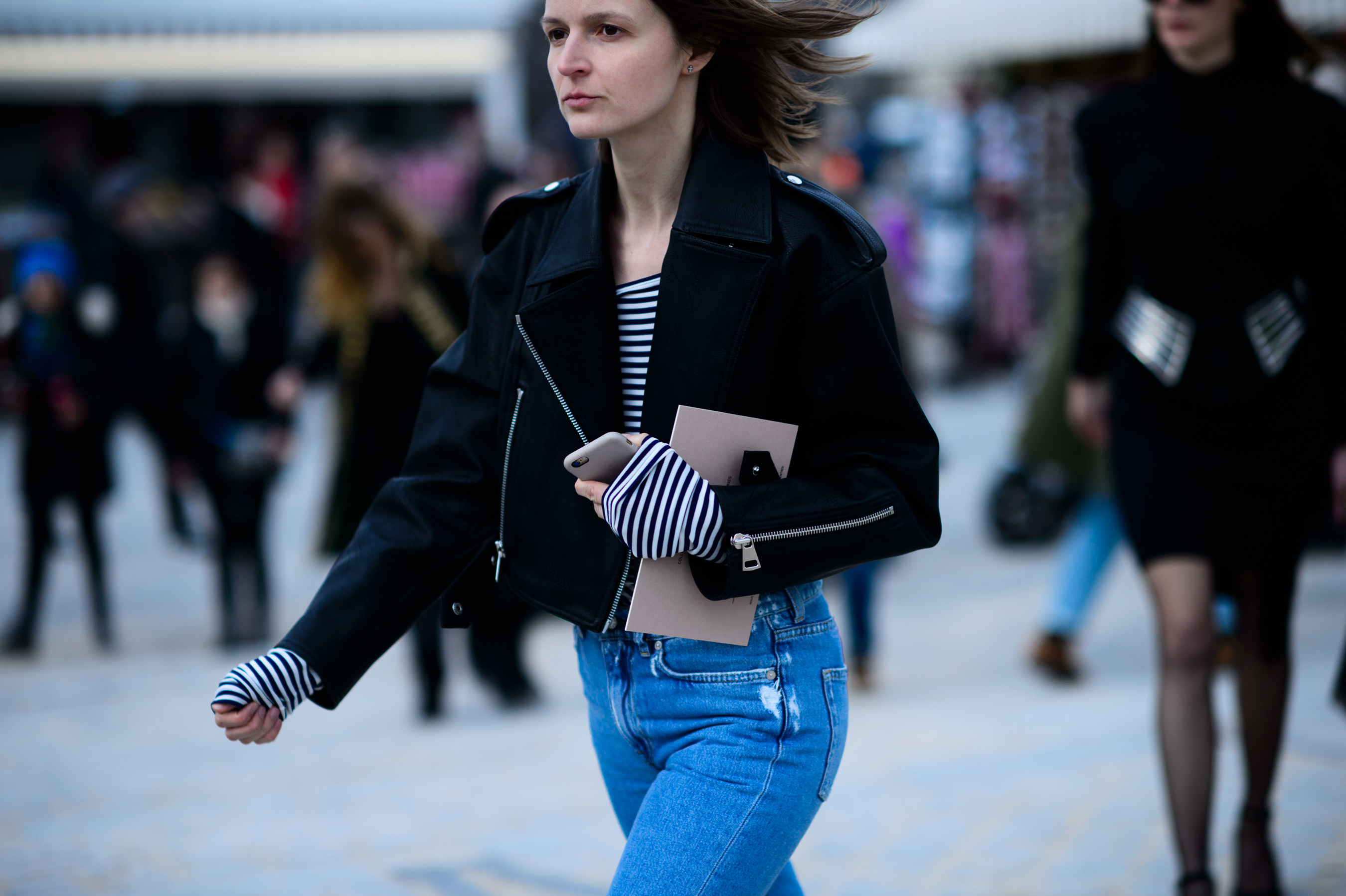 Vogue Russia fashion editor wearing leather