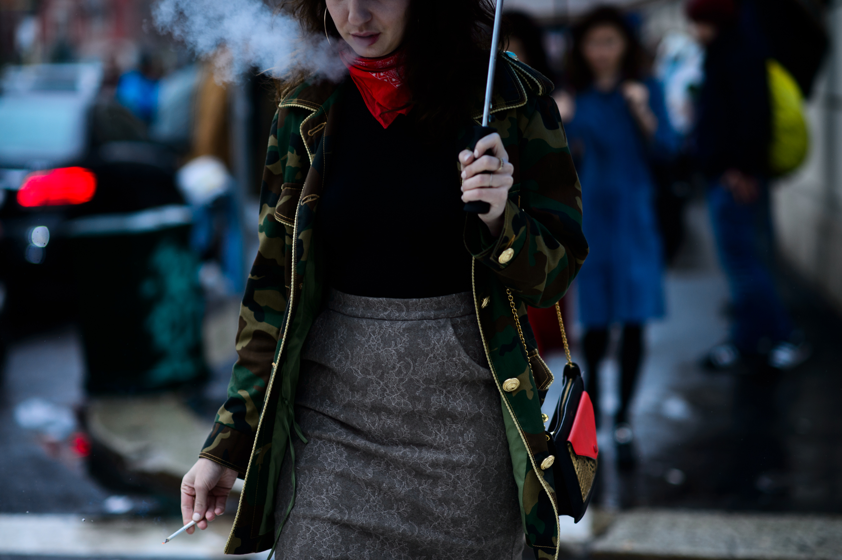 Russian editor wearing camouflage jacket