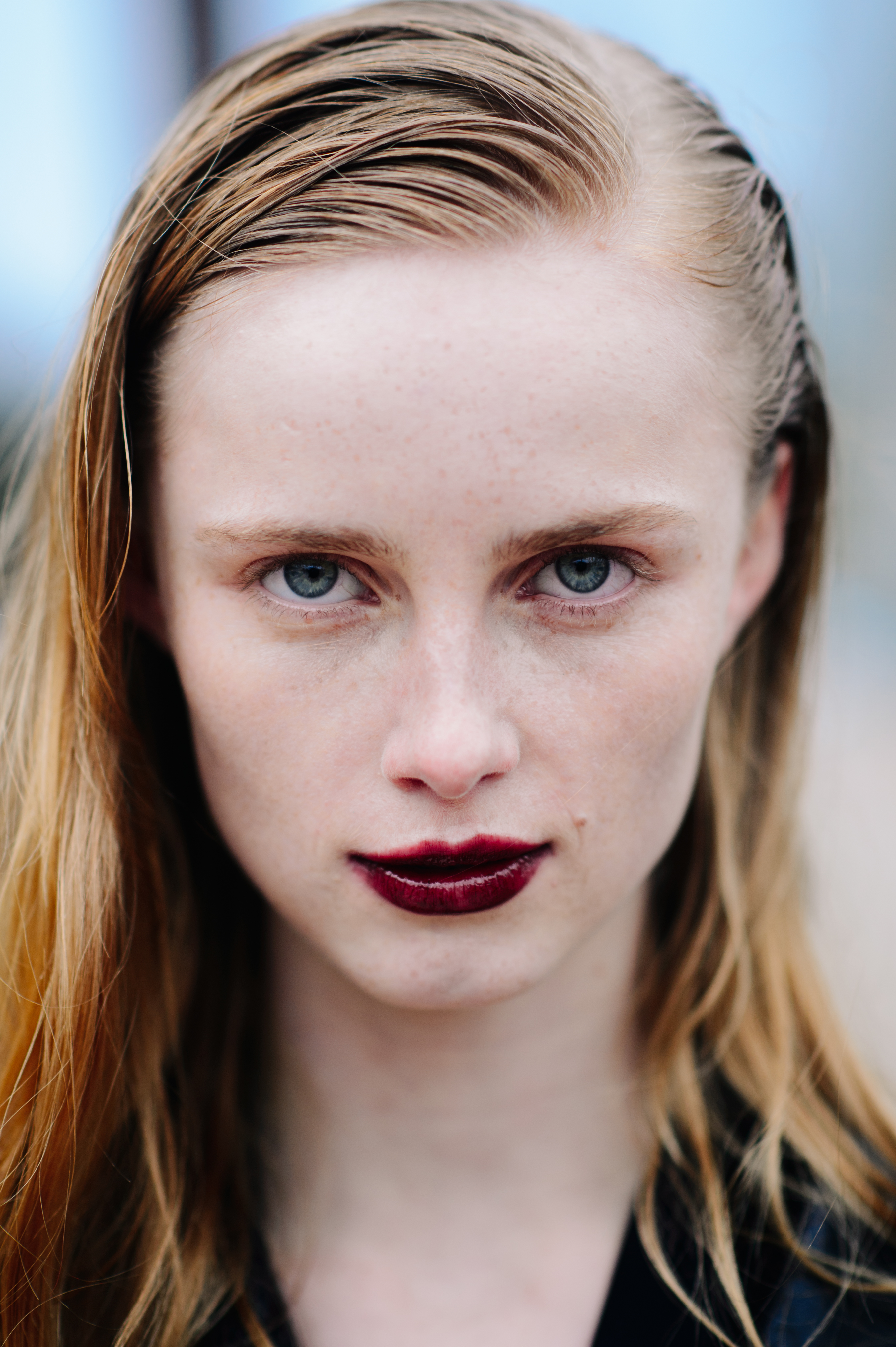 Portrait of Dutch girl with ginger hair and blue eyes