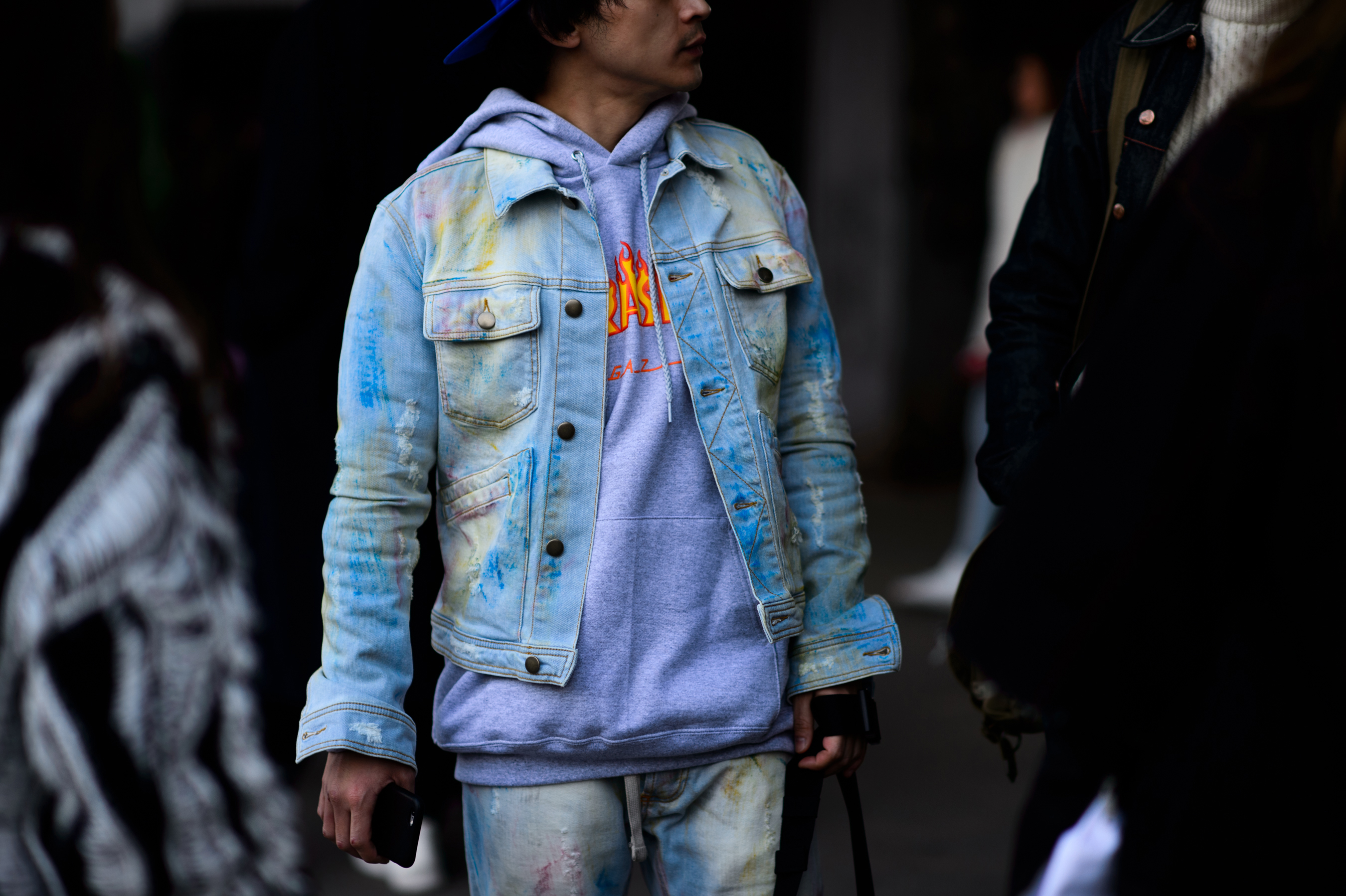 Man wearing denim jacket