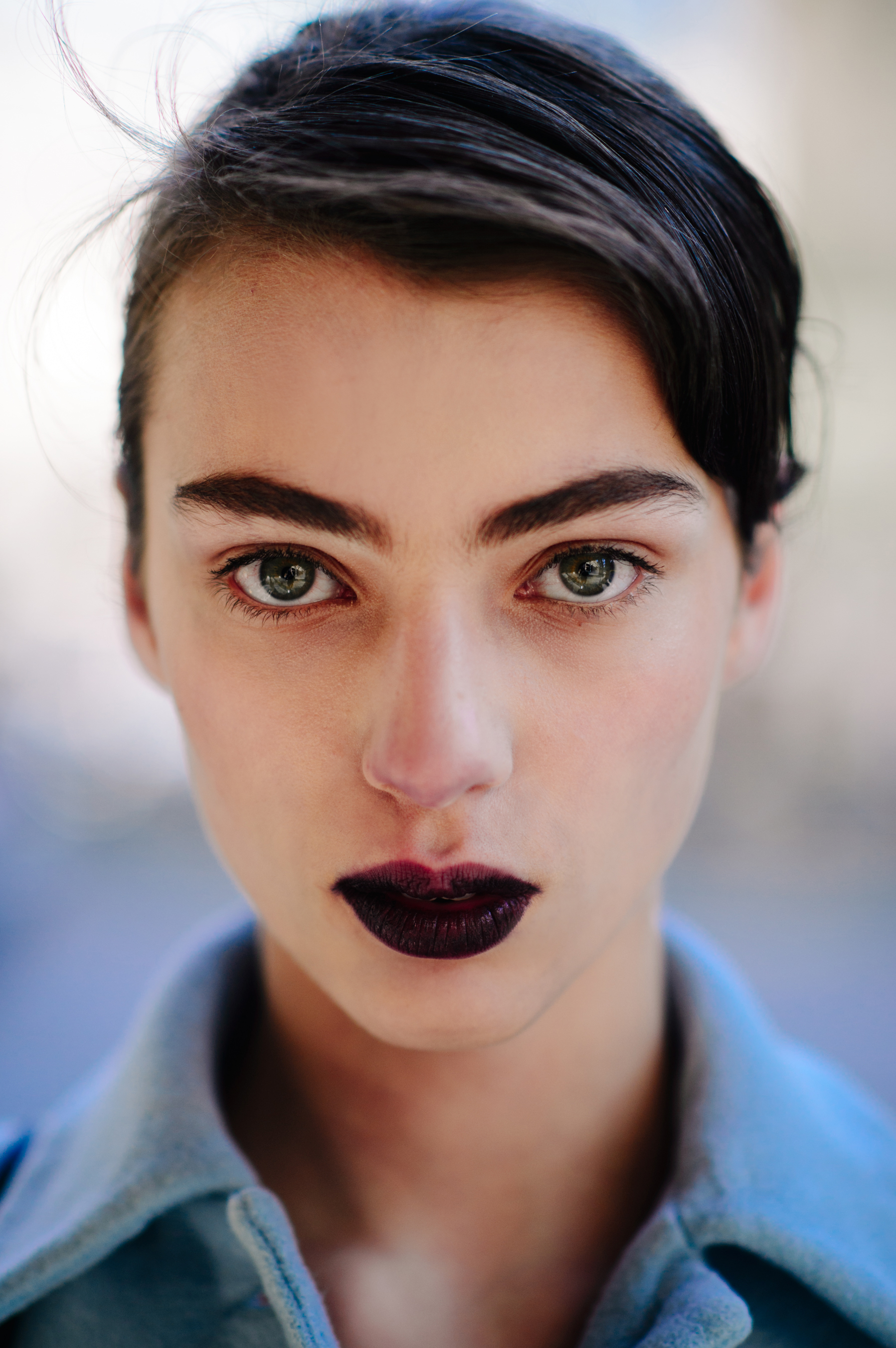 Portrait of a model with dark lips