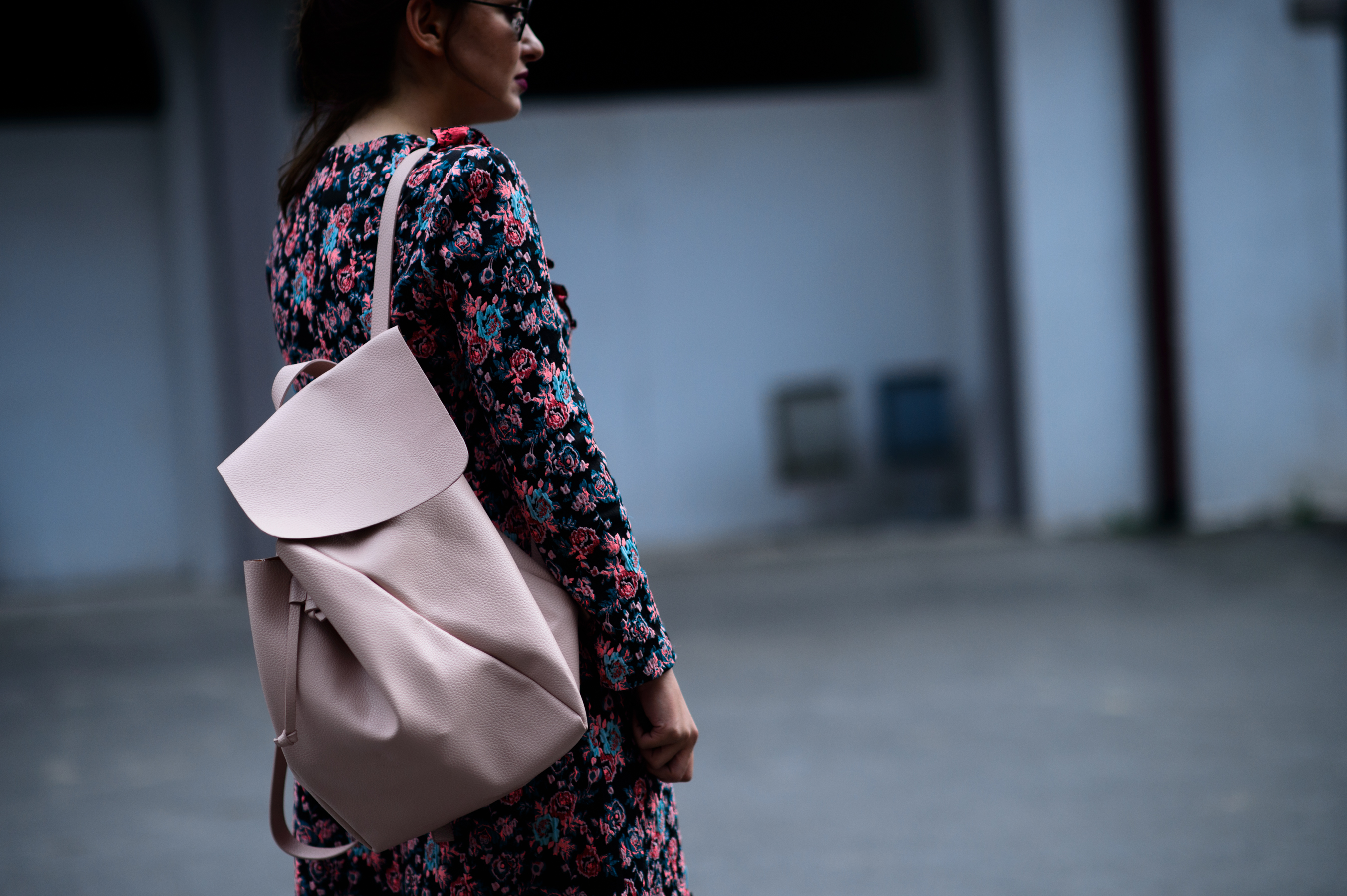 Nargis Georgia editor pink backpack