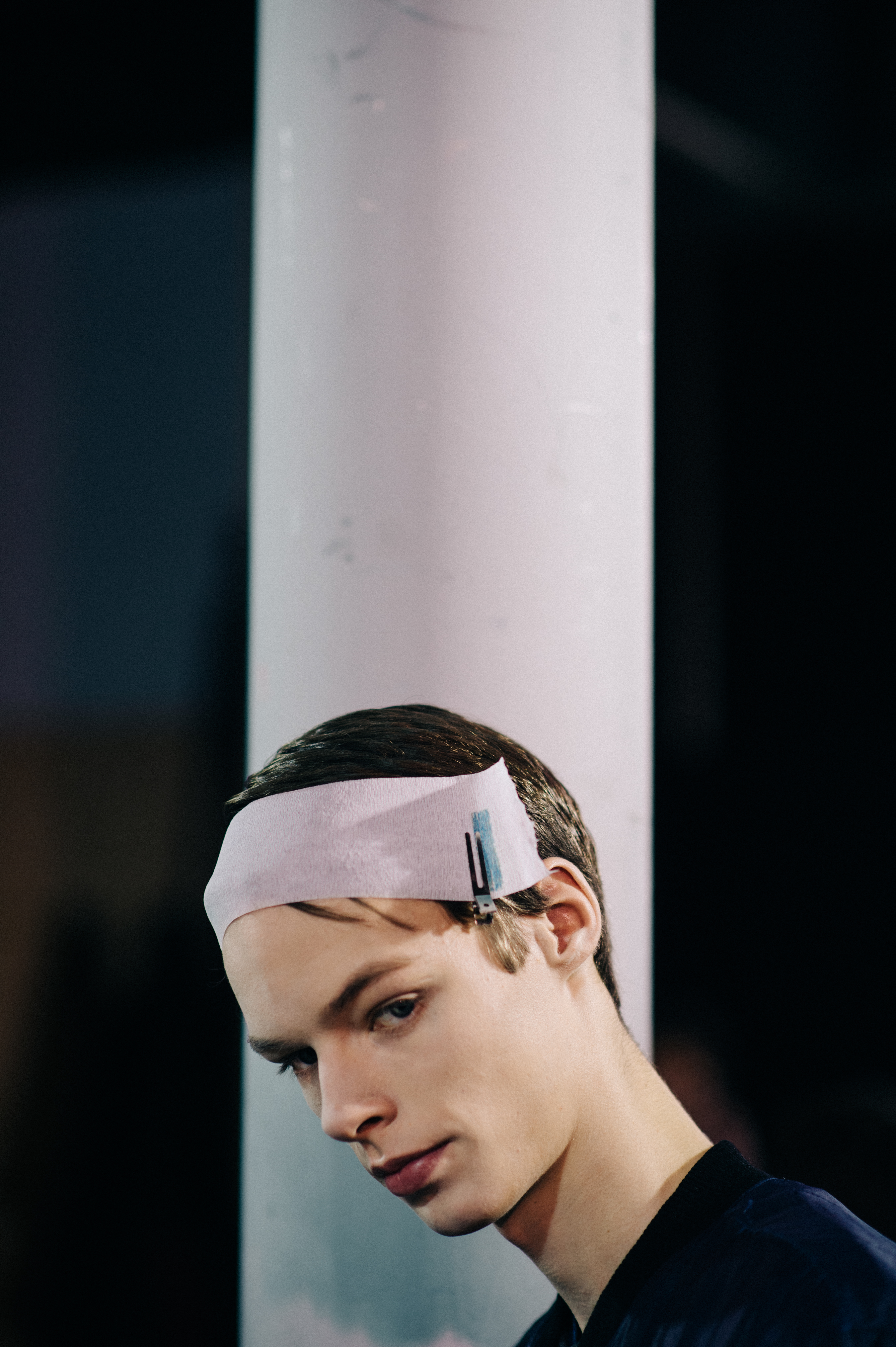 Male model with clipped hair