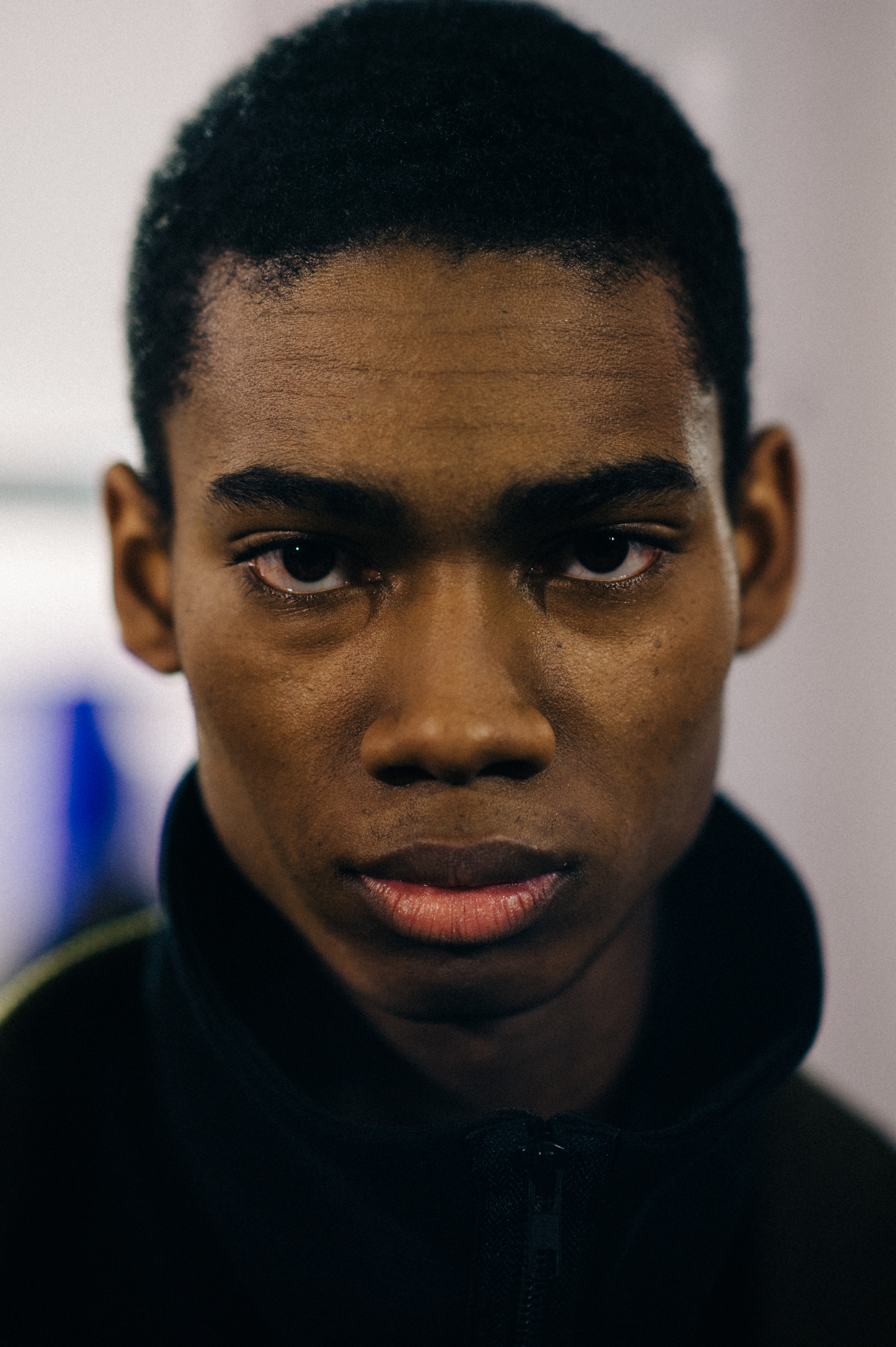 Portrait of a male model before show