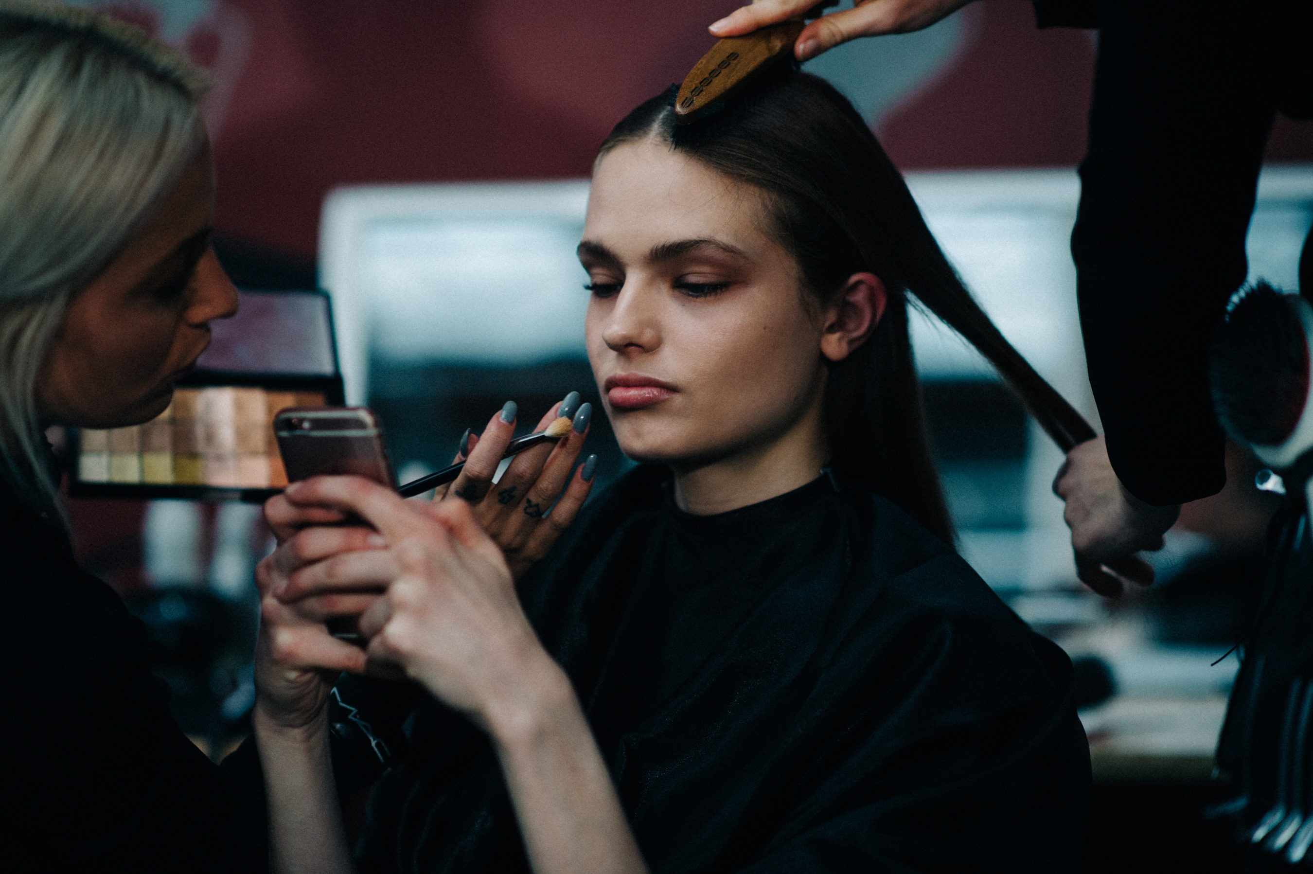 German model getting hair done