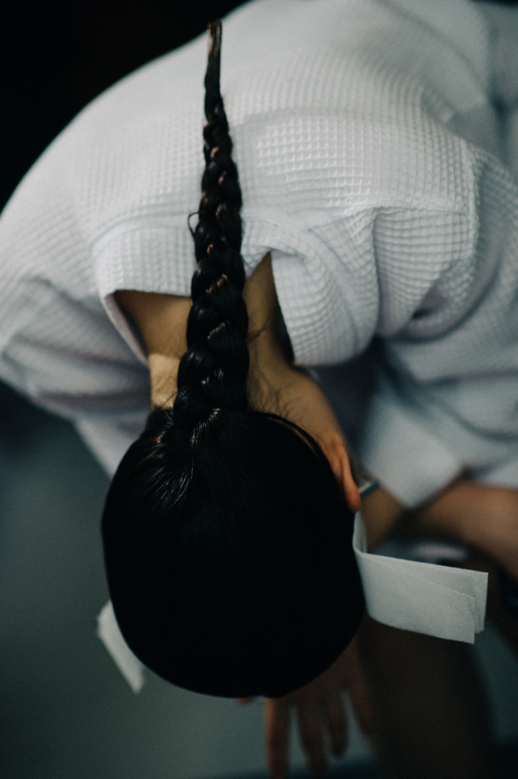 Model with black braided hair