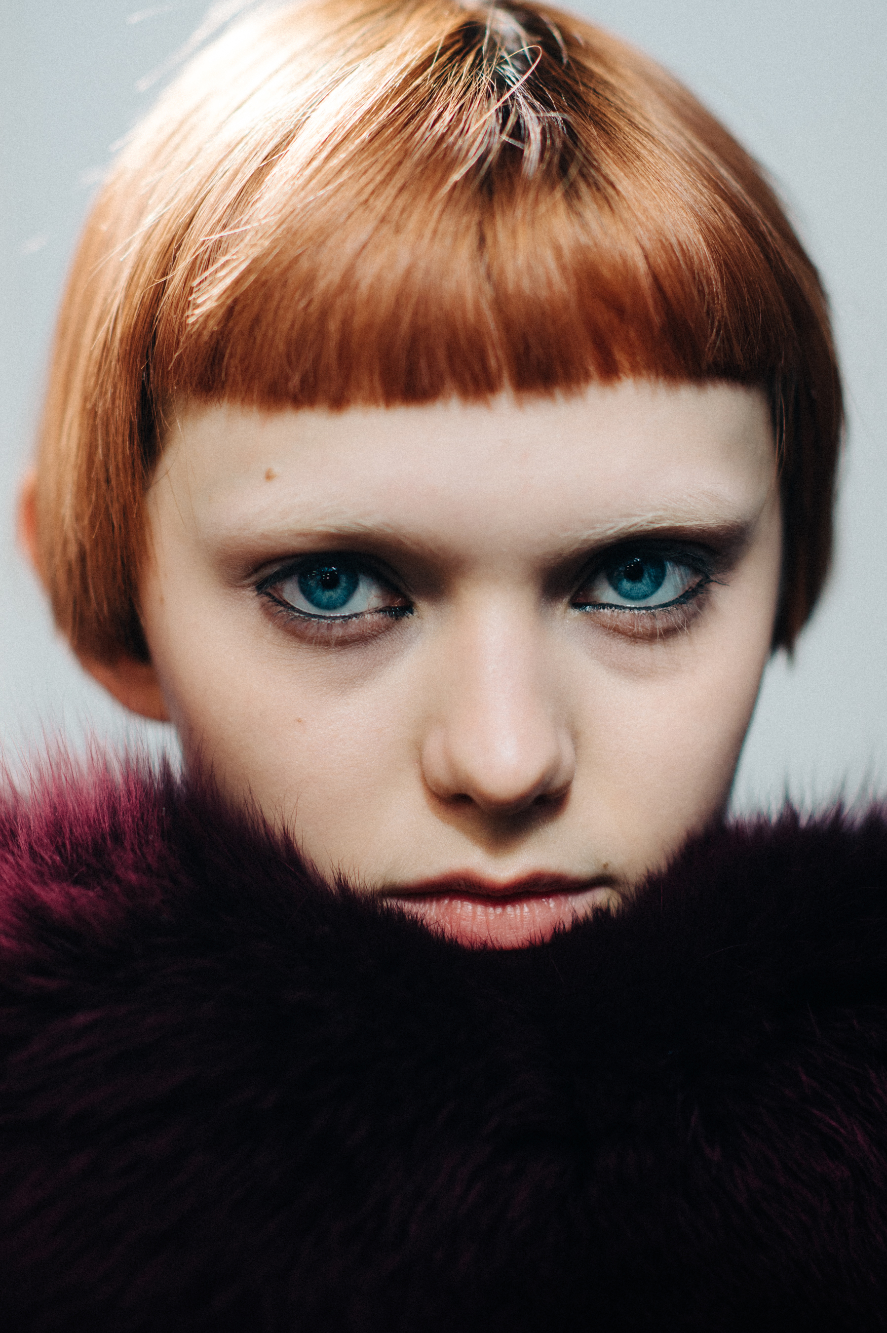 Portrait of American model red hair