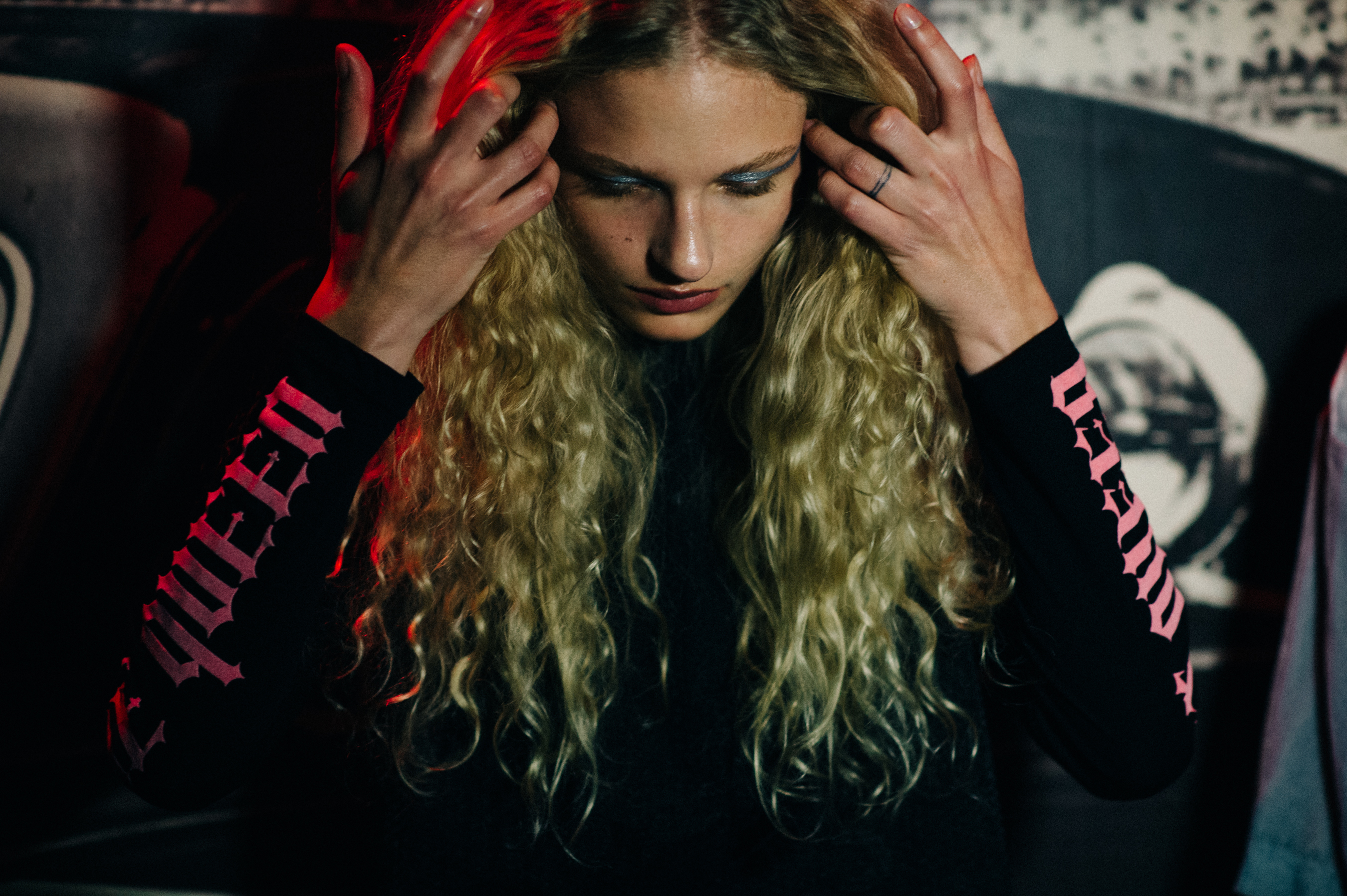 Danish model with long blonde hair