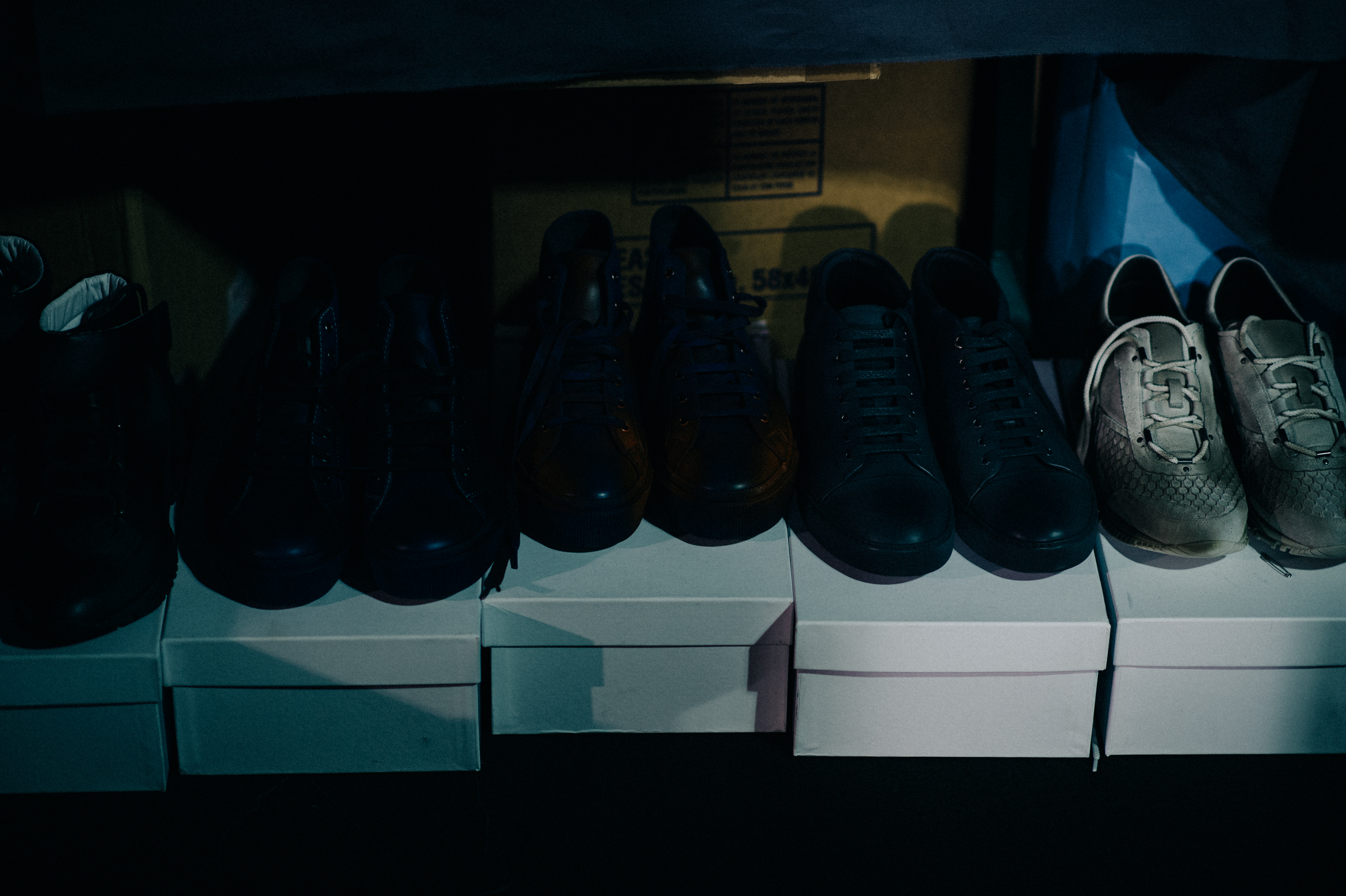 Shoes lined up before show