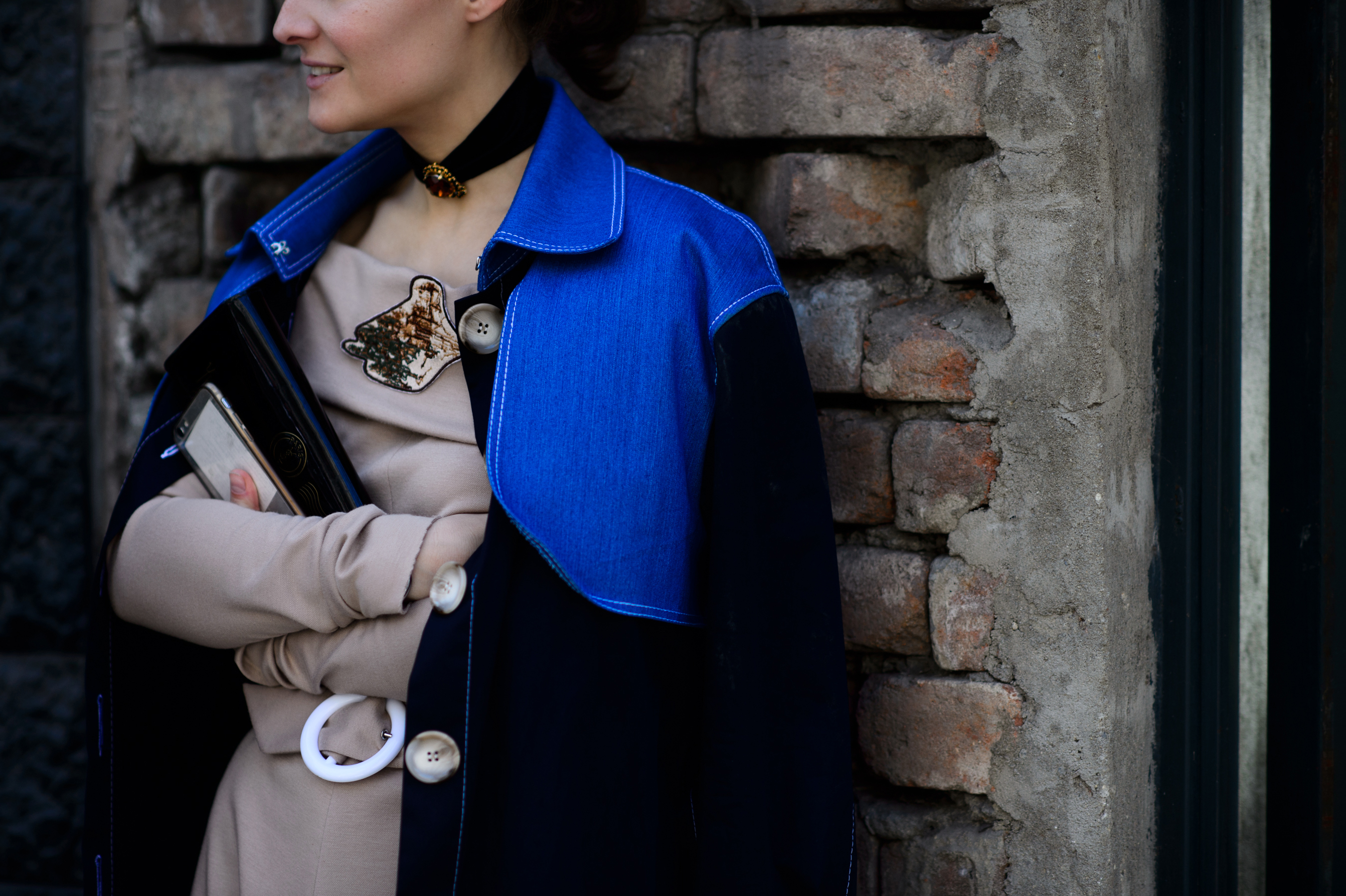 Ukrainian woman wearing denim coat