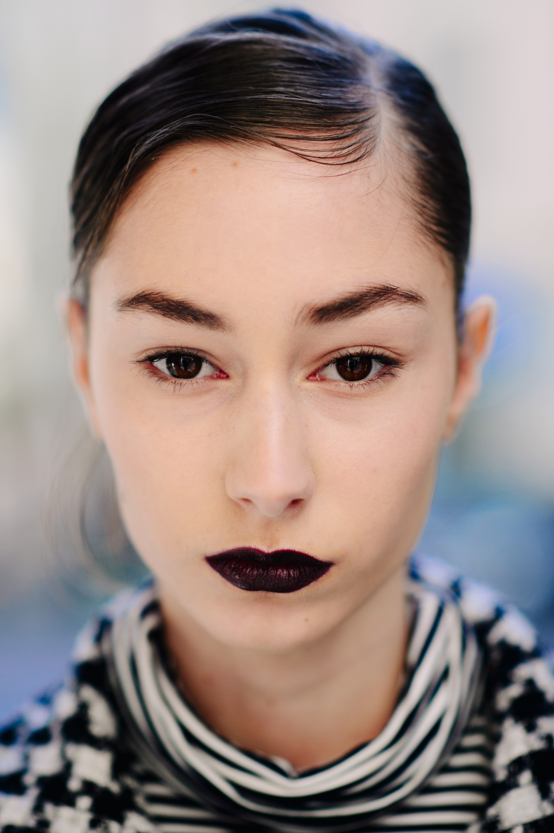 Portrait of a model with dark lips