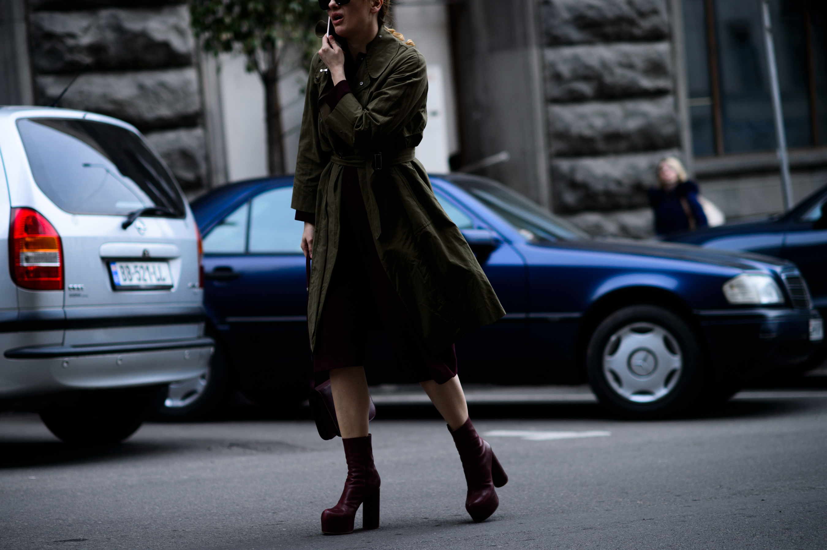 Dalood designer wearing green coat