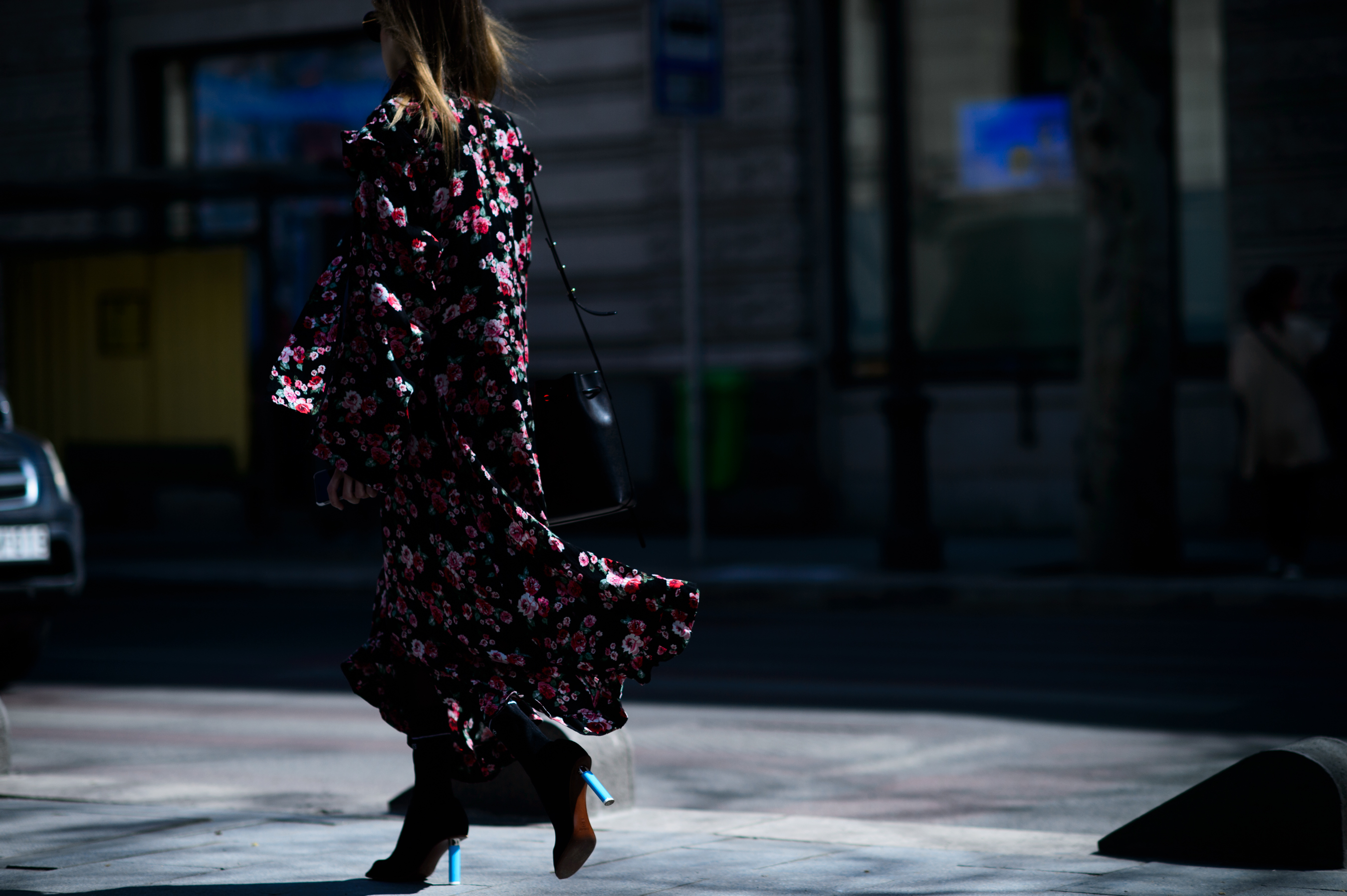 Belgian buyer wearing Vetements floral dress