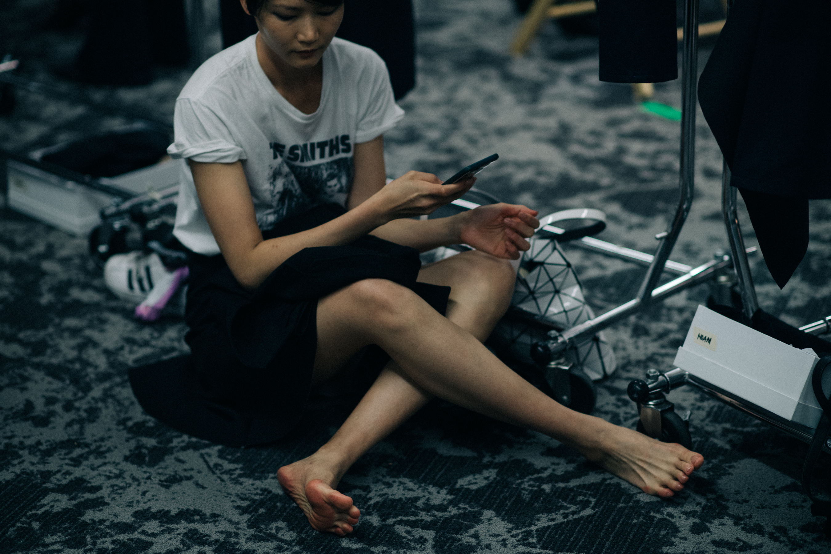 Model on the floor before the show