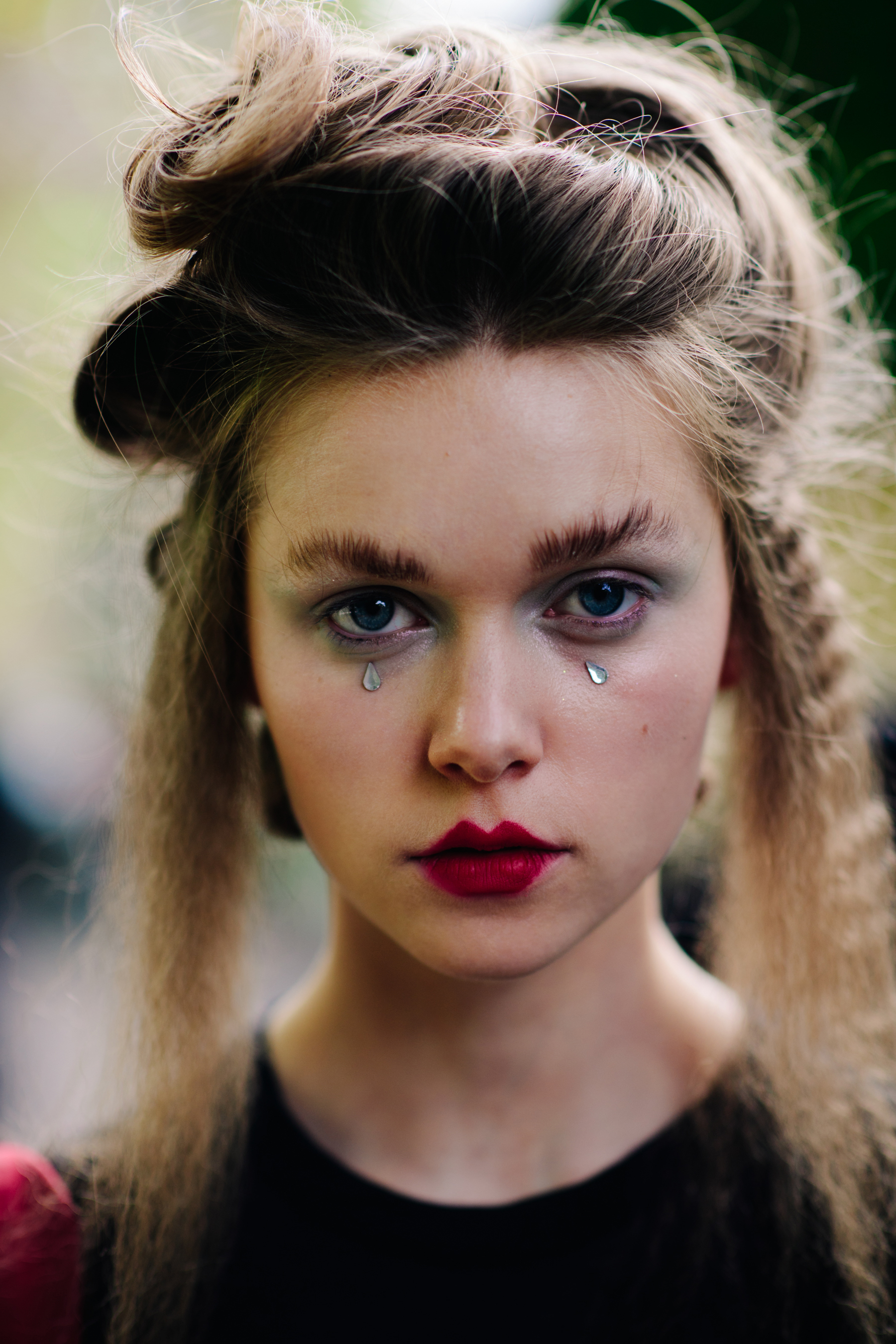 Portrait of a model with complex hair