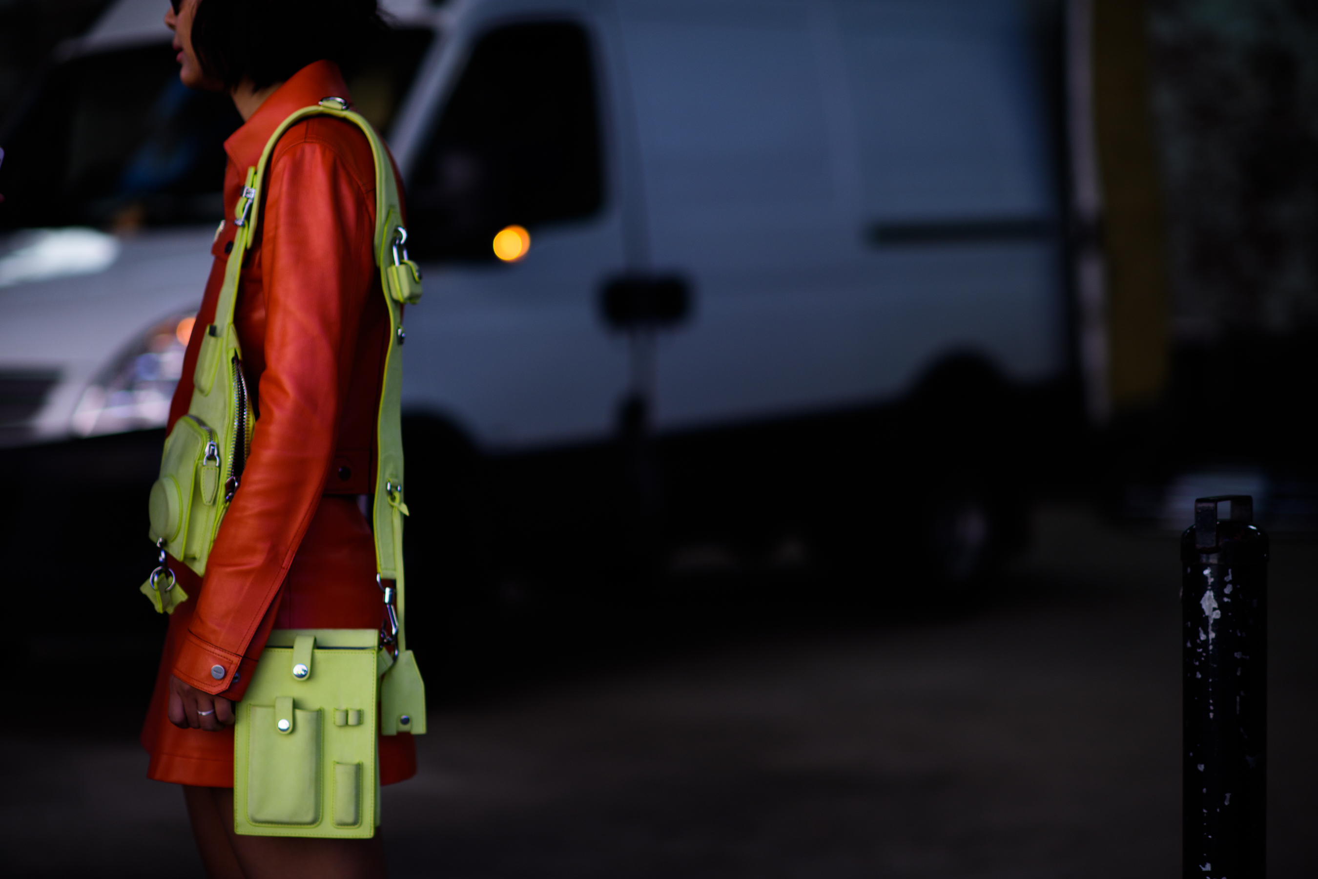 Woman wearing luminescent accessories